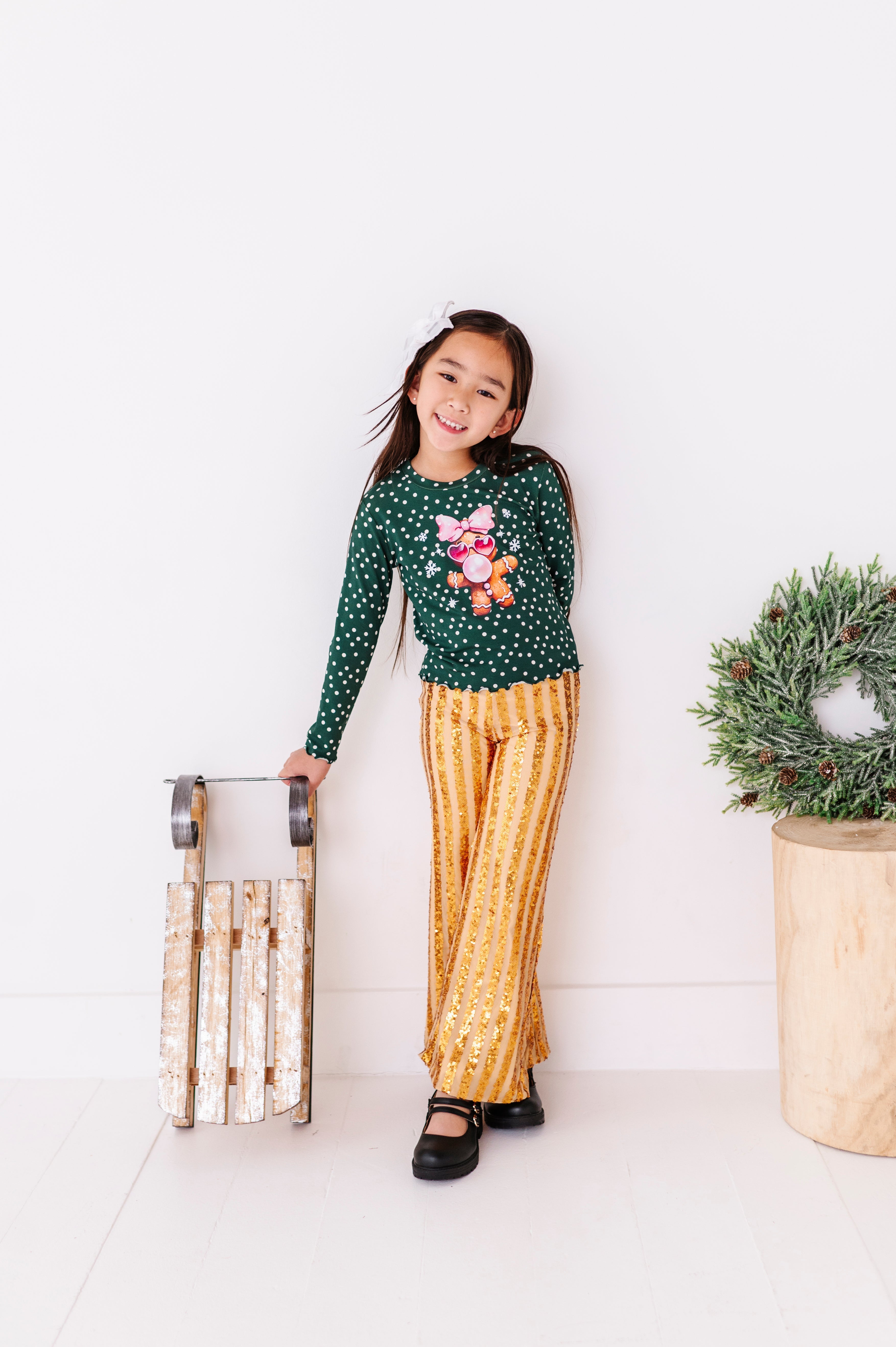 Gold Sequin Stripe Pants | Wide-Leg Pants