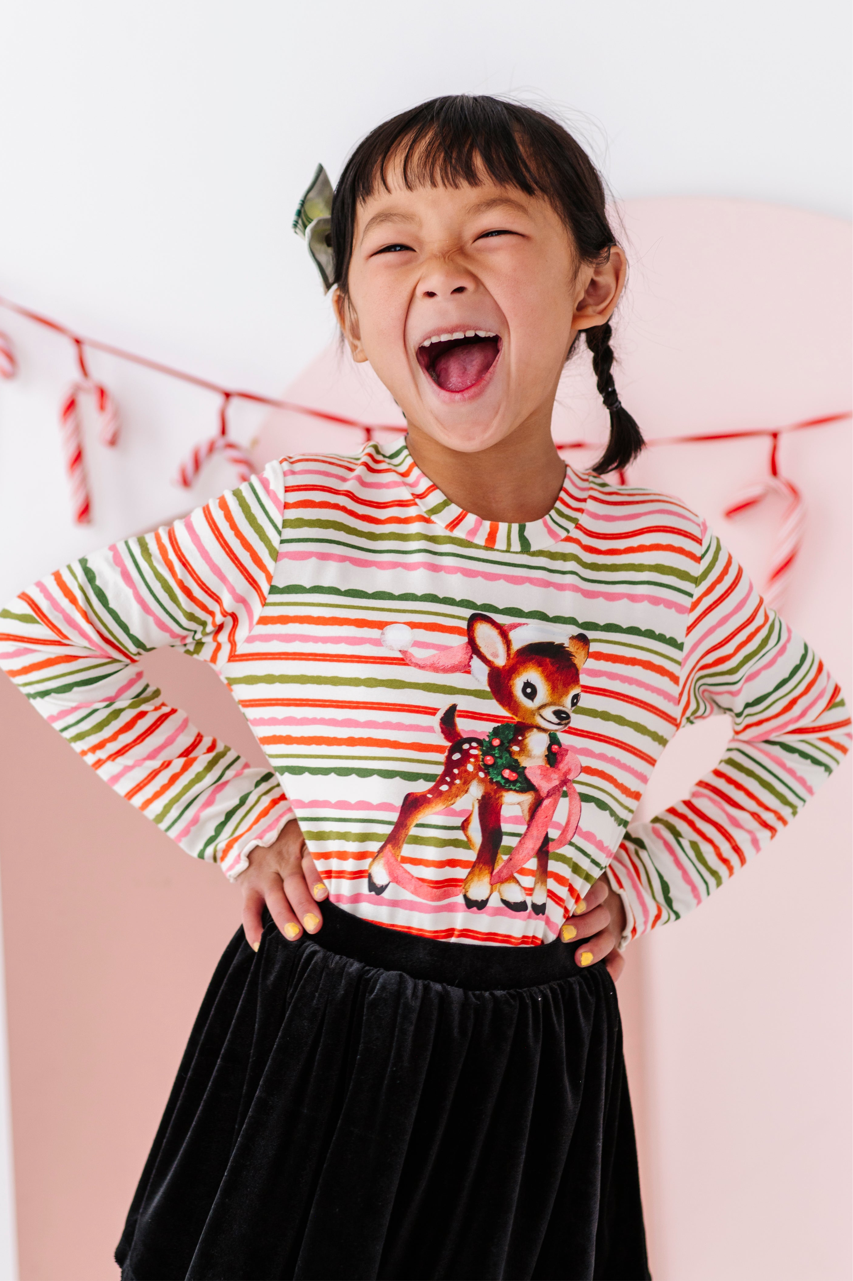 Vintage Reindeer Top| Bamboo Long Sleeve