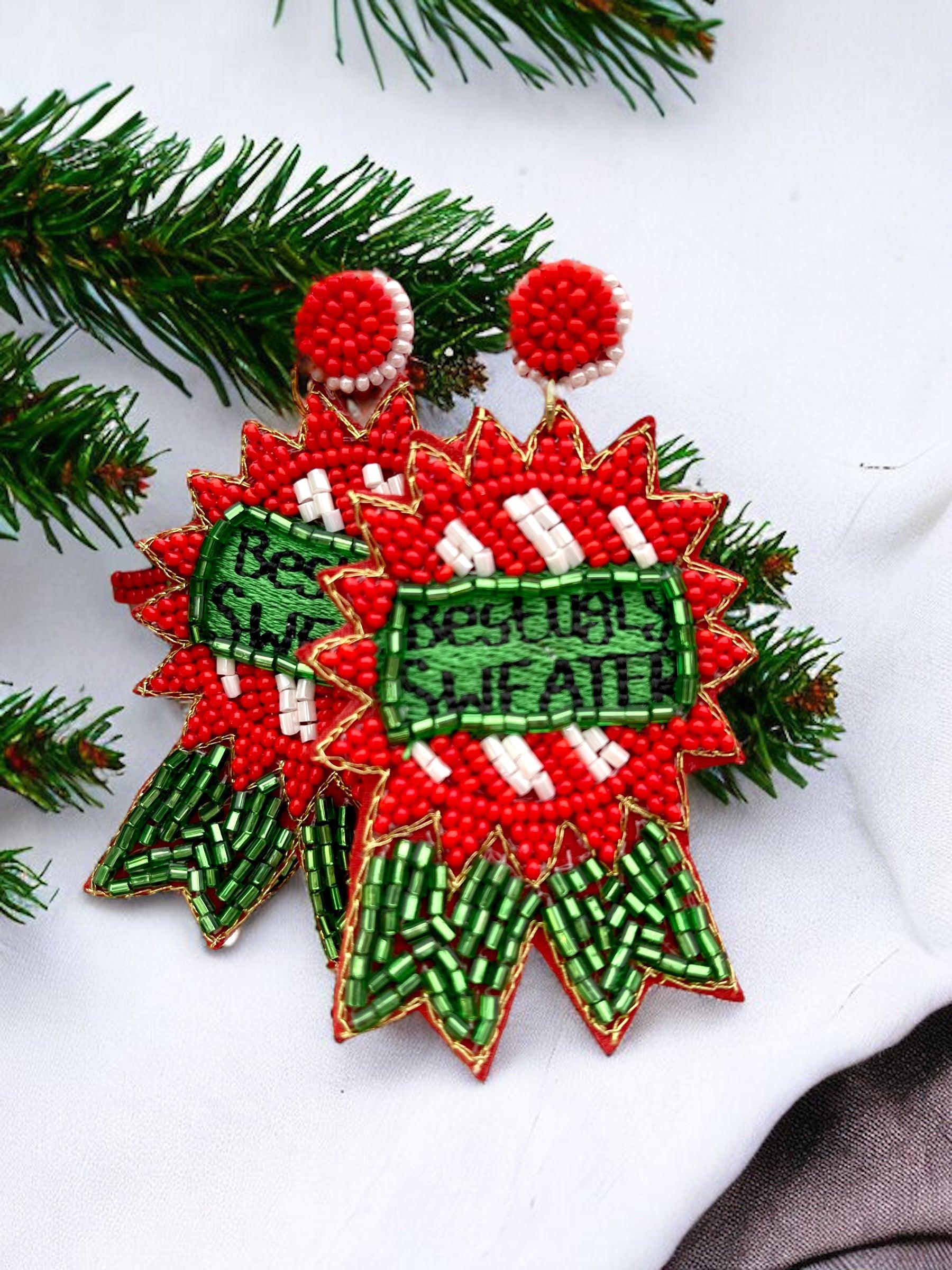 Beaded Ugly Christmas Sweater Earrings - Bexa Boutique