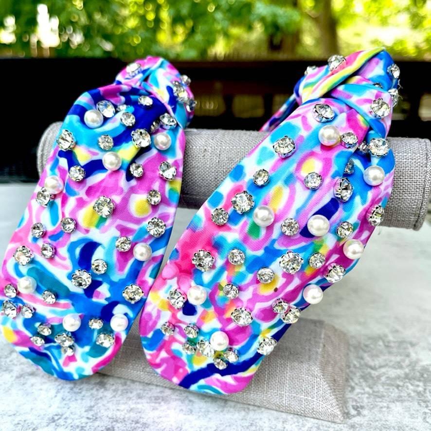 Palm Beach Lemon Wedge Pearl & Rhinestone Knotted Headband - Bexa Boutique