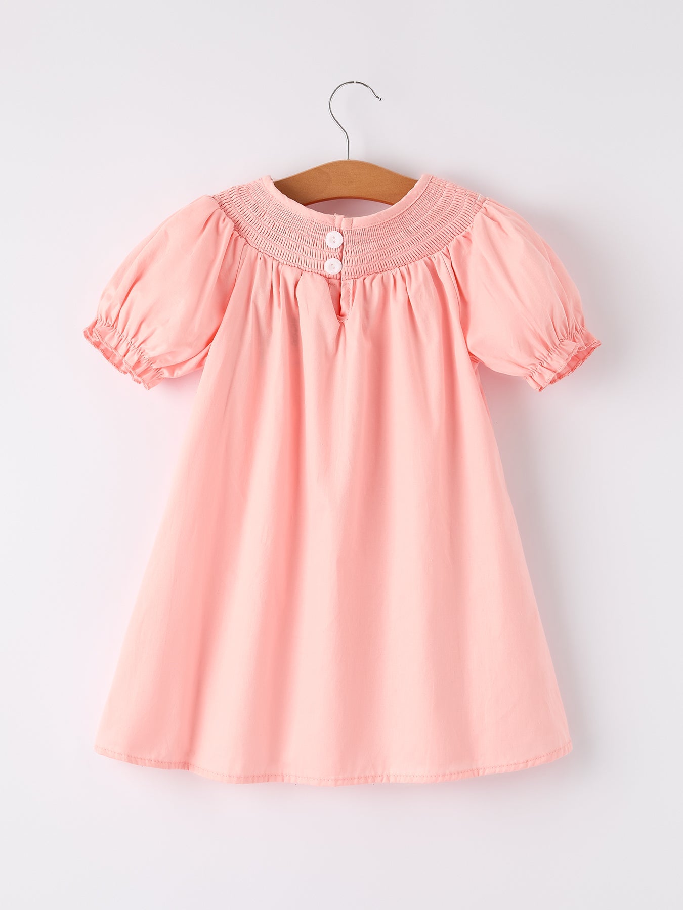 Girls Horse Smocking Embroidered Coral Dress - Bexa Boutique