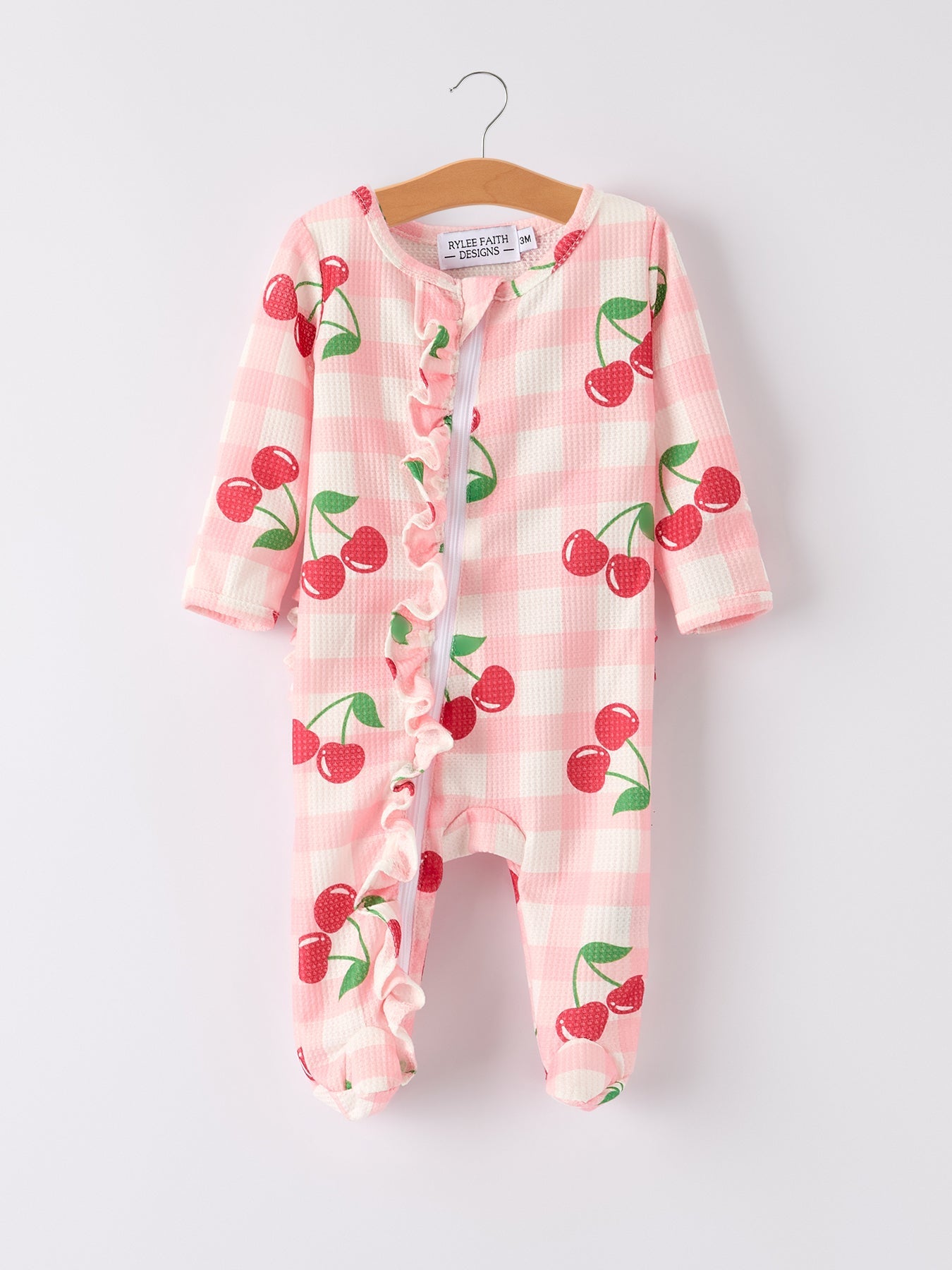Waffle Cherry Plaid Girls' Romper - Bexa Boutique