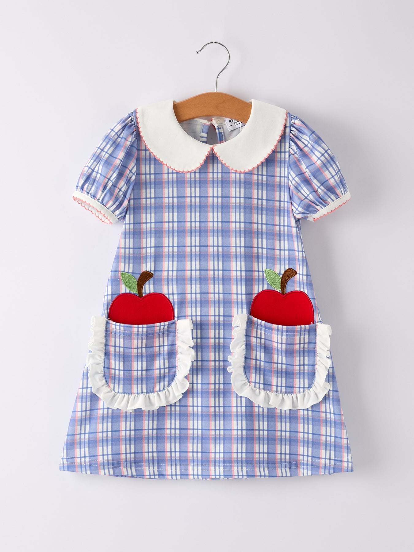 BACK TO SCHOOL Pocket Applique Check Girls Dress - Bexa Boutique
