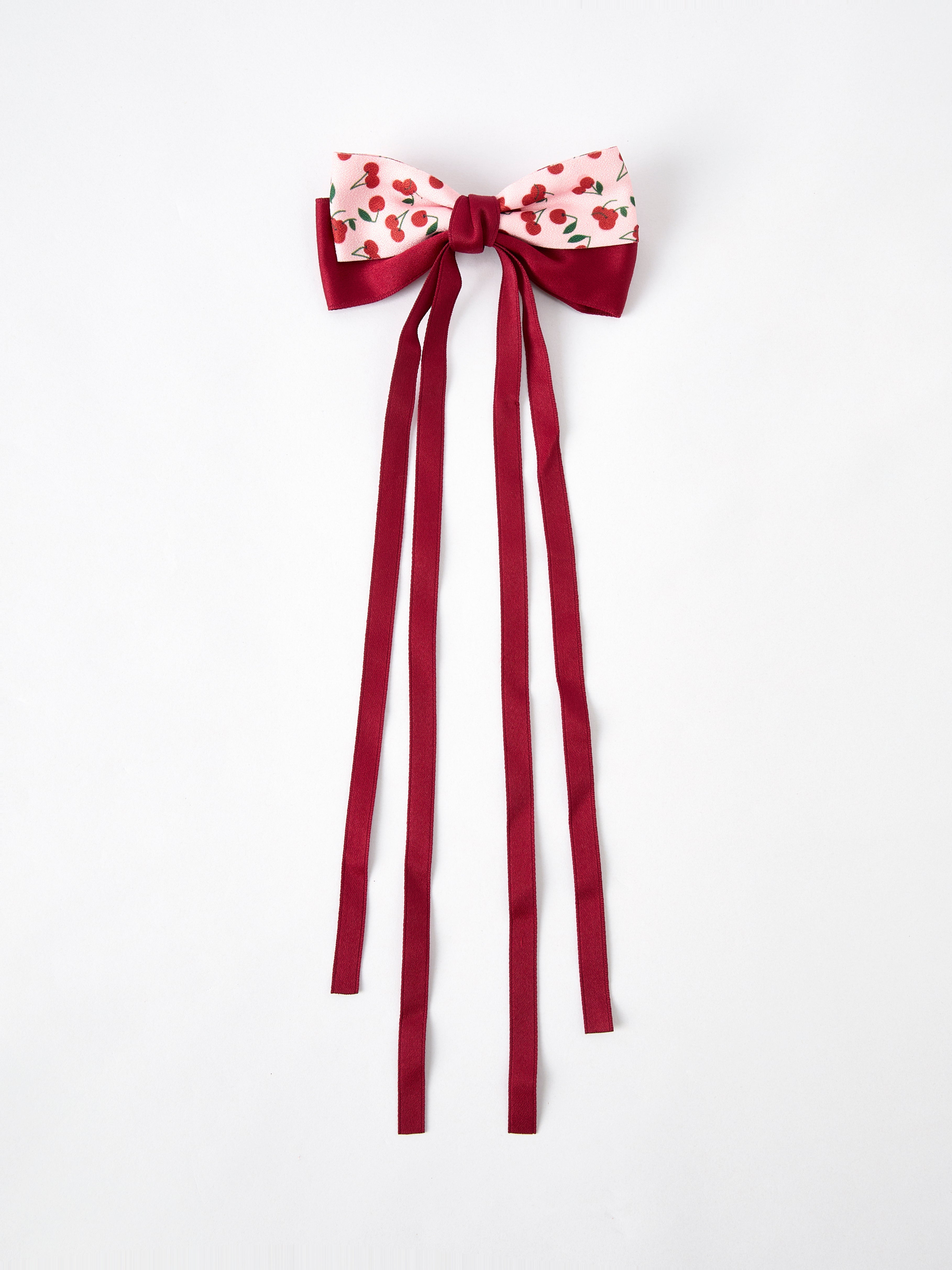 Cherry Bow Ribbon 4.5 Inch Hairpin - Red - Bexa Boutique