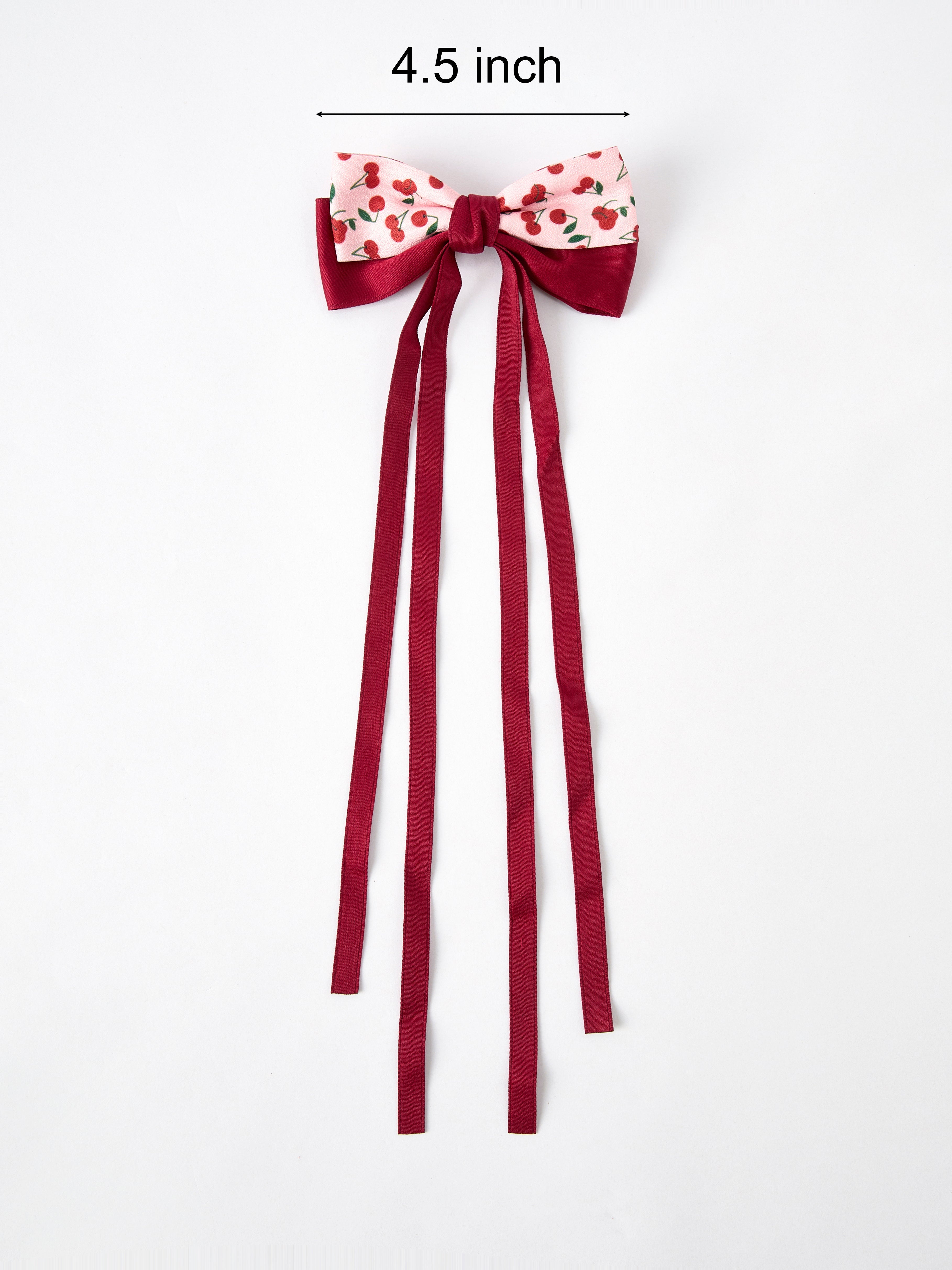 Cherry Bow Ribbon 4.5 Inch Hairpin - Red - Bexa Boutique