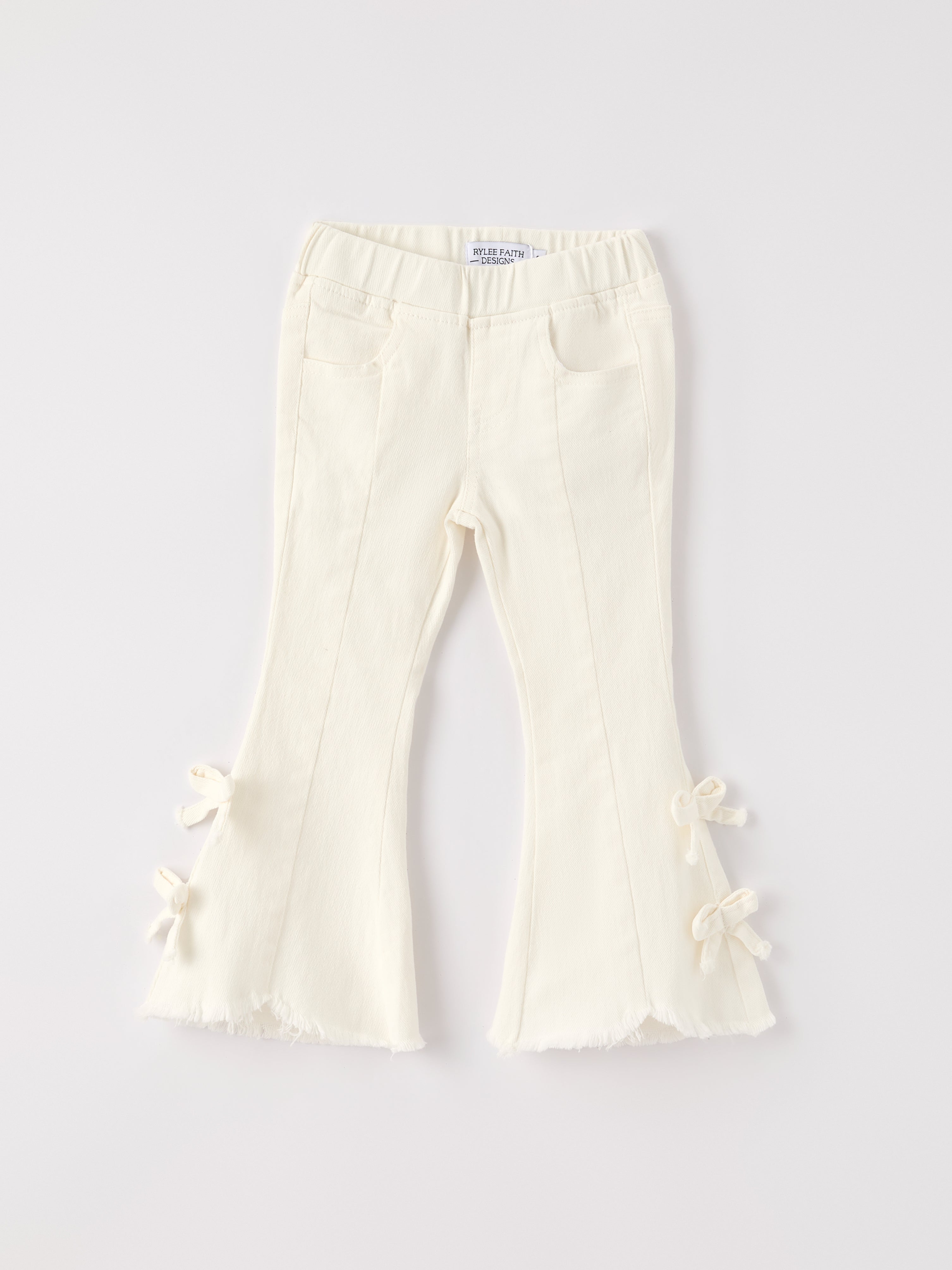 Charming White Denim Pants with Cute Bows - Bexa Boutique
