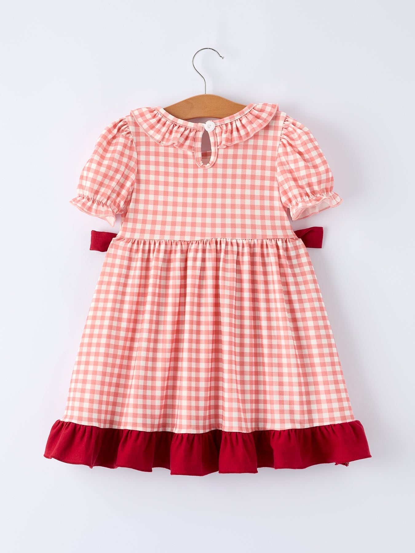 Baseball Embroidery Smocked Ruffle Plaid Girl Dress - Bexa Boutique