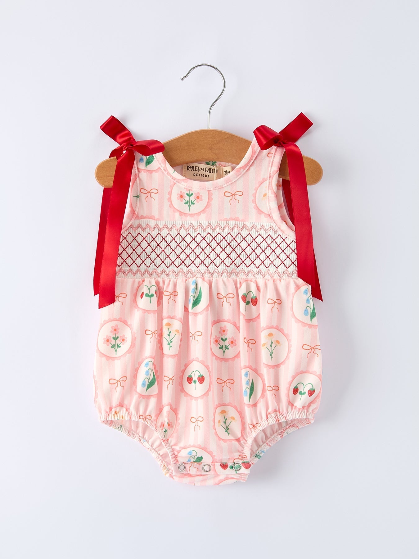Spring Pink Floral Bow Smocked Girl Romper - Bexa Boutique