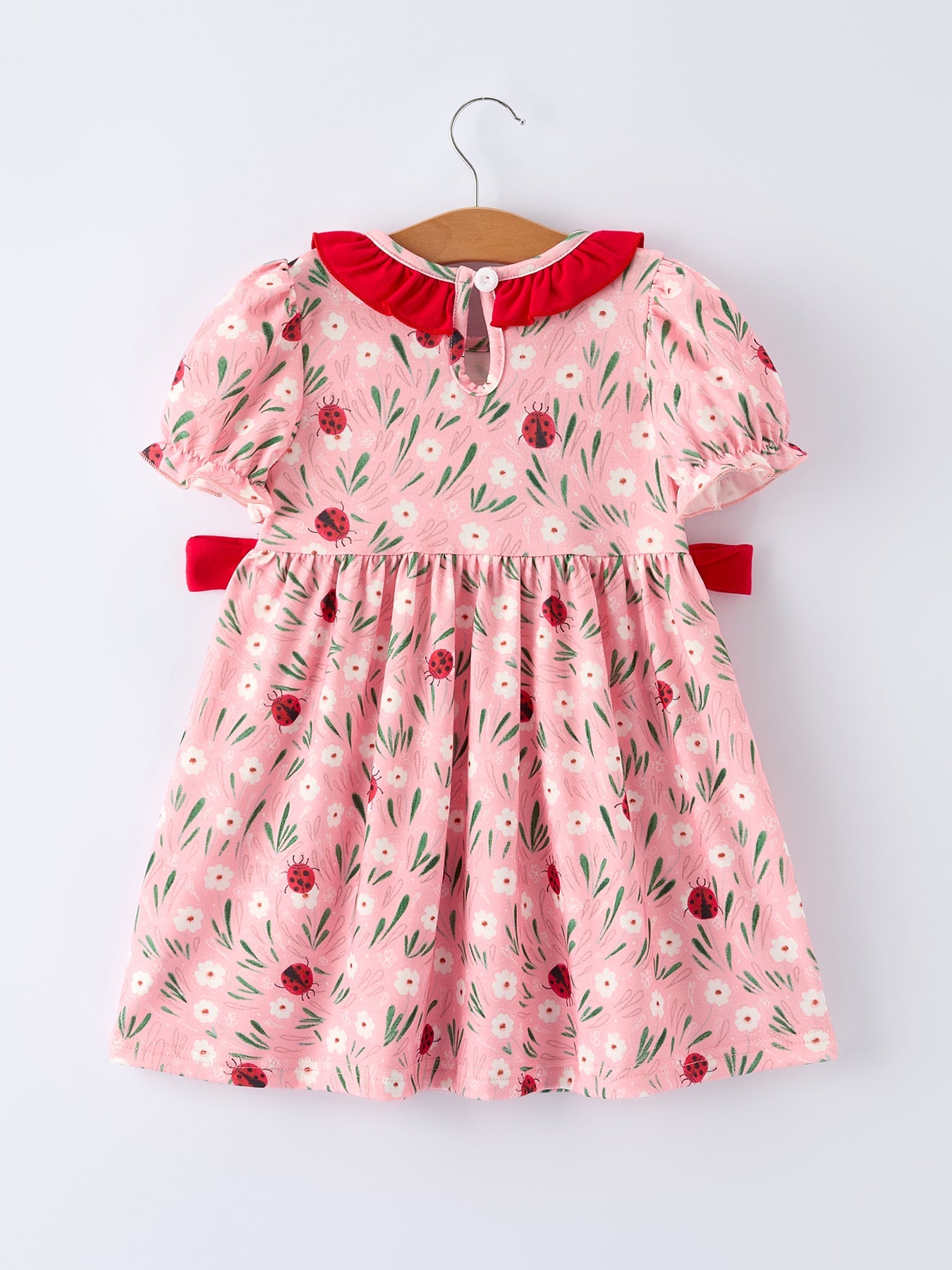 Spring Ladybug Smocked Embroidered Girls Dress - Bexa Boutique