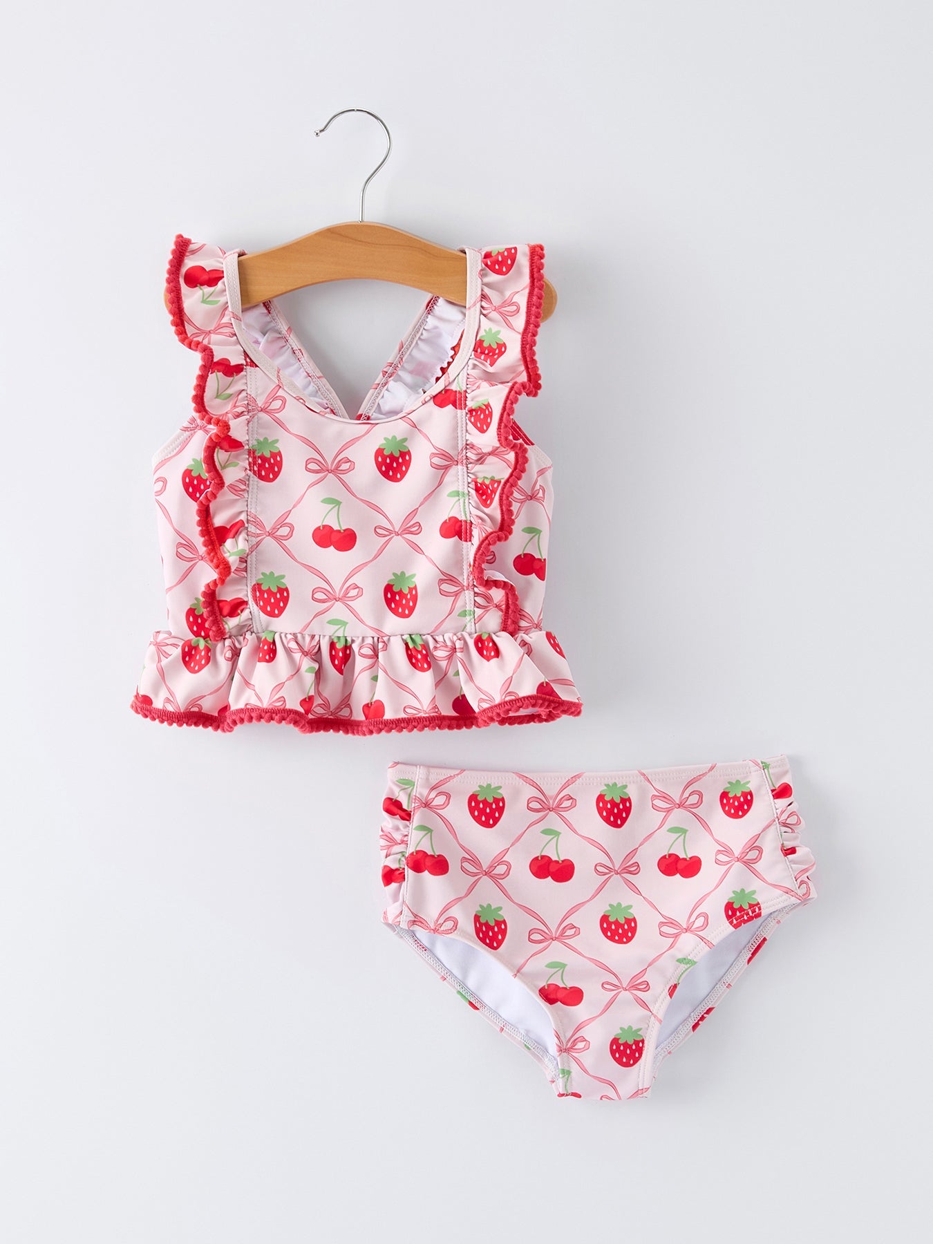 Summer Strawberry Cherry Ruffle Girl Swimwear Set - Bexa Boutique