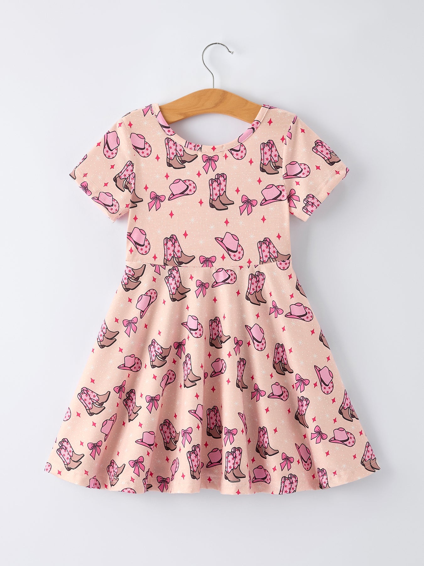 Western Print Girl Short Sleeve Dress - Bexa Boutique