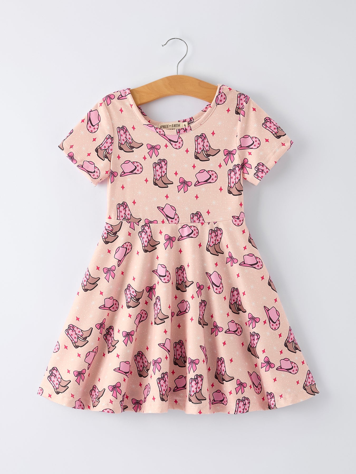 Western Print Girl Short Sleeve Dress - Bexa Boutique