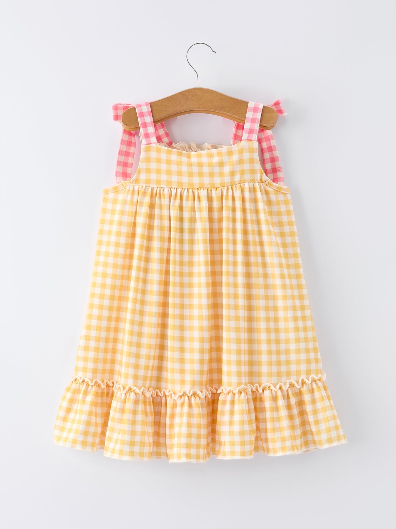 Fish Embroidery Smocking Plaid Girls' Dress - Bexa Boutique