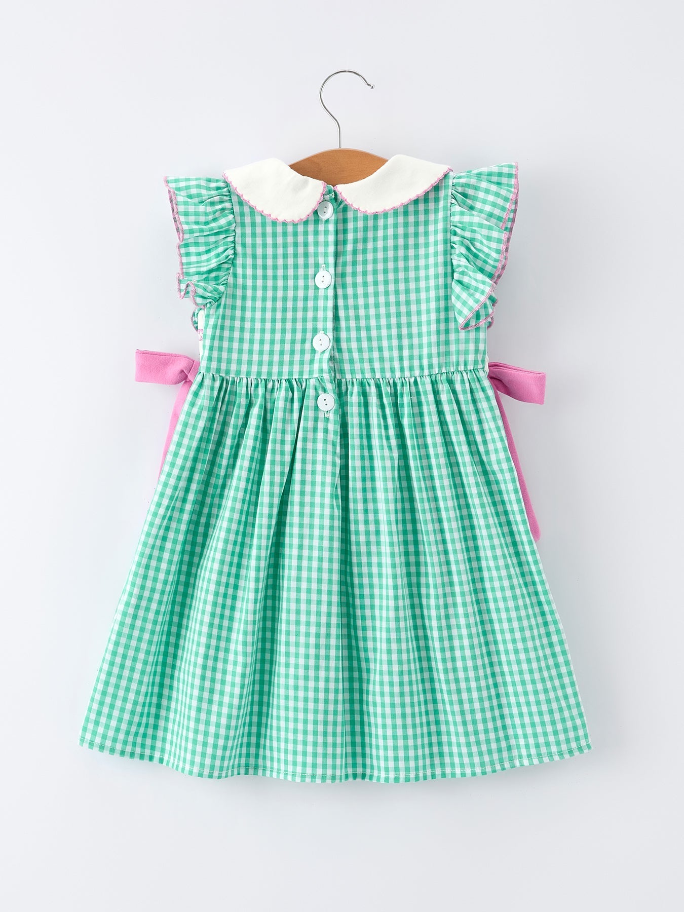 Spring Gingham Bow Ruffle Smocked Pickle Ball Girl Dress - Bexa Boutique