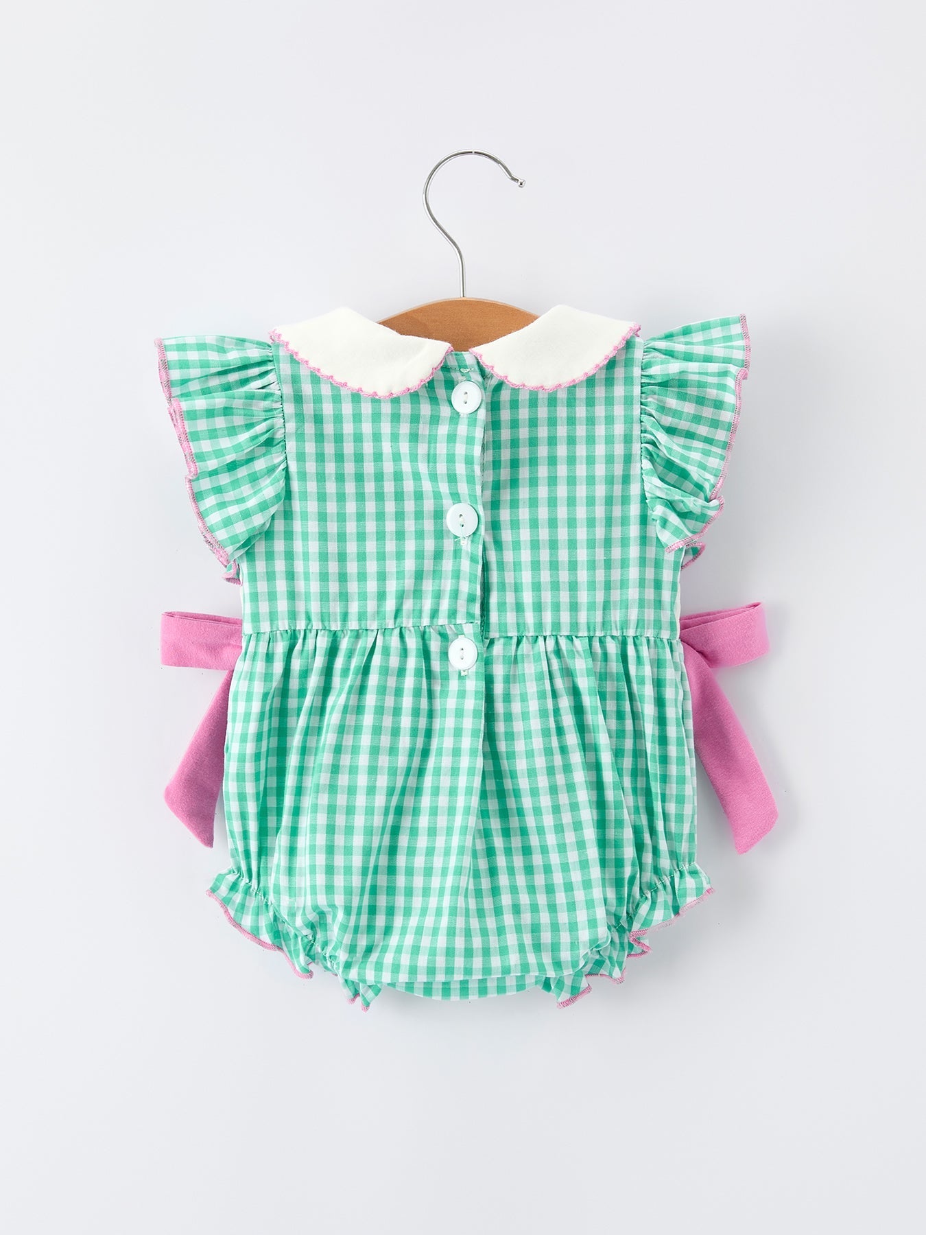 Pickle Ball Bow Ruffle Smocked Green Baby Girl Romper - Bexa Boutique