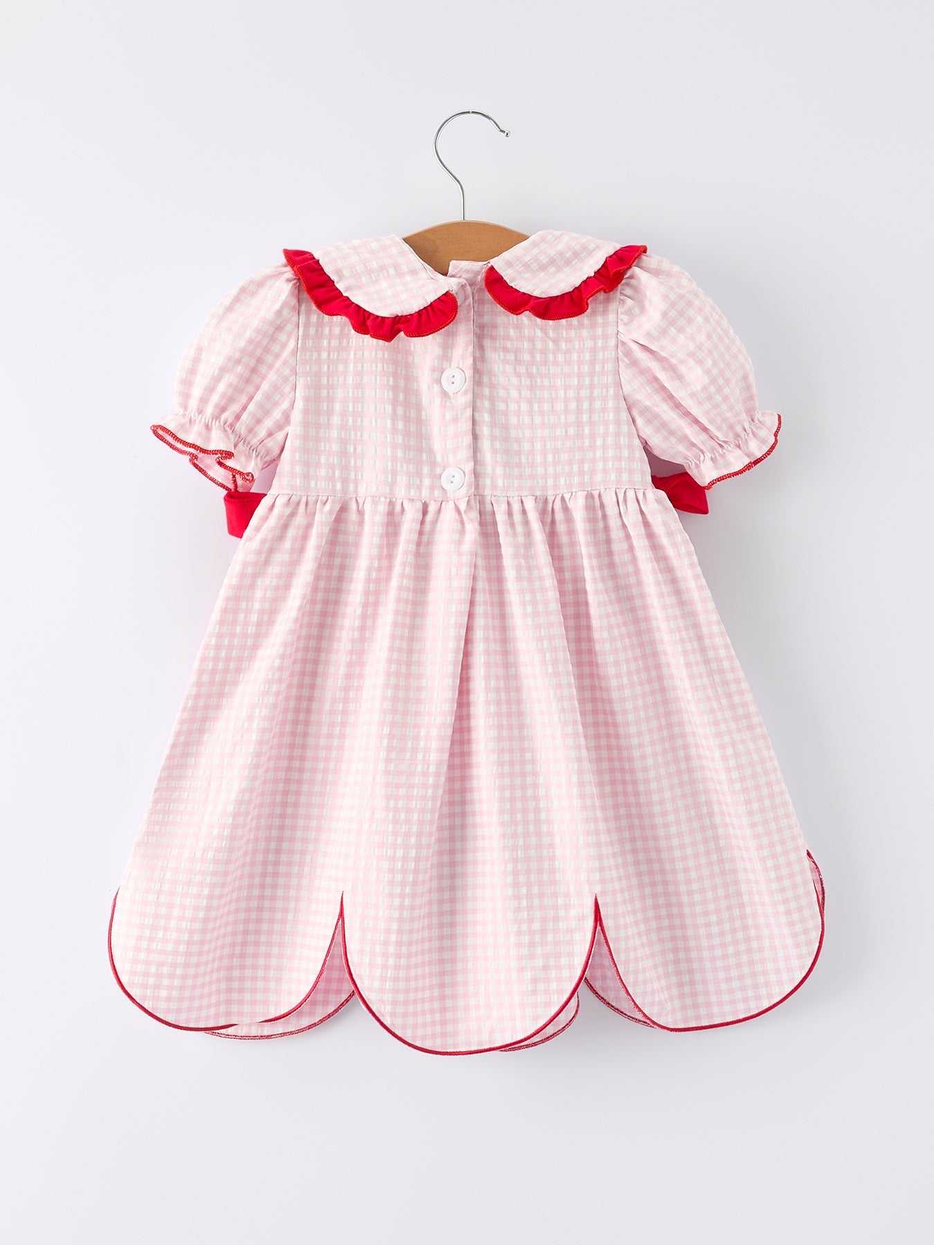 Girls' Plaid Smocked Strawberry Applique Dress - Bexa Boutique