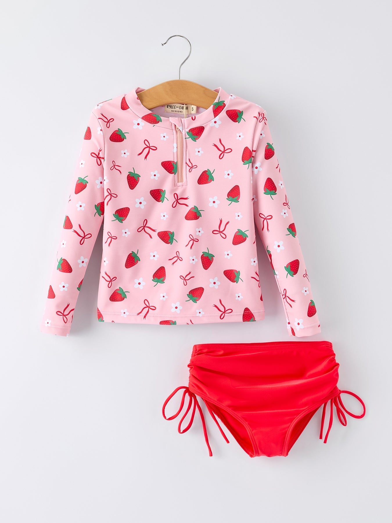 Summer Strawberry Print Girls Long Sleeve Swim Set - Bexa Boutique
