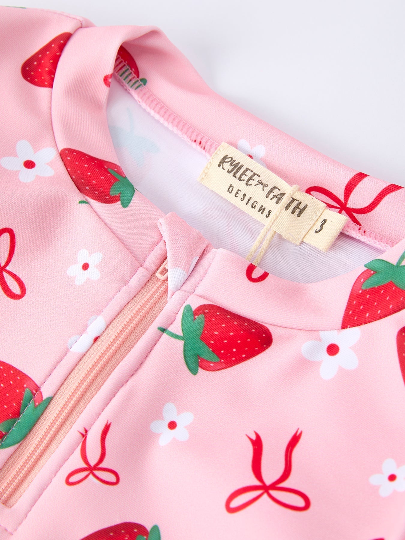 Summer Strawberry Print Girls Long Sleeve Swim Set - Bexa Boutique