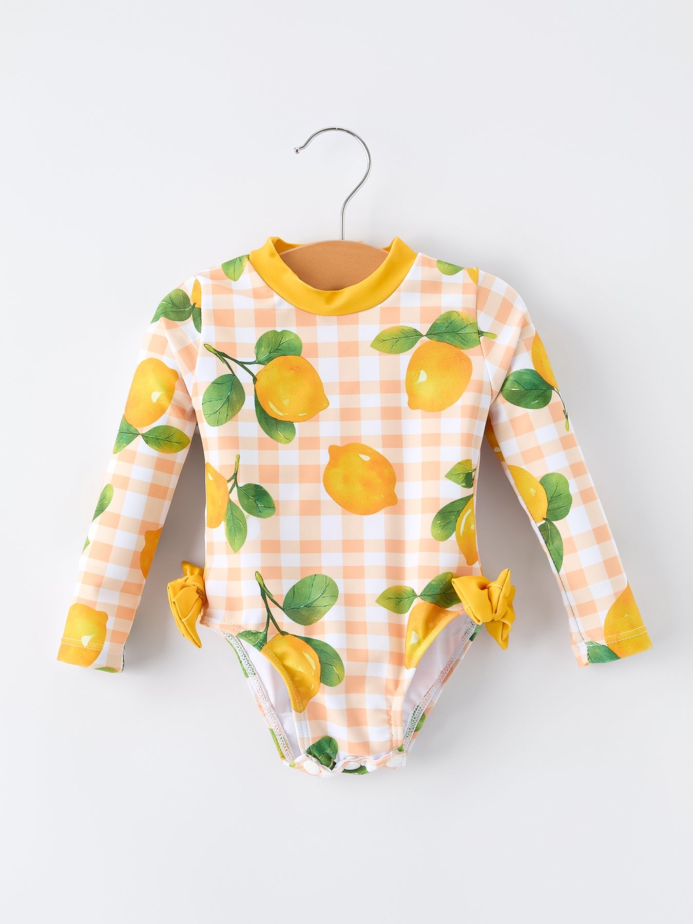 Lemon Print Long Sleeve Girls One Piece Swimsuit - Bexa Boutique