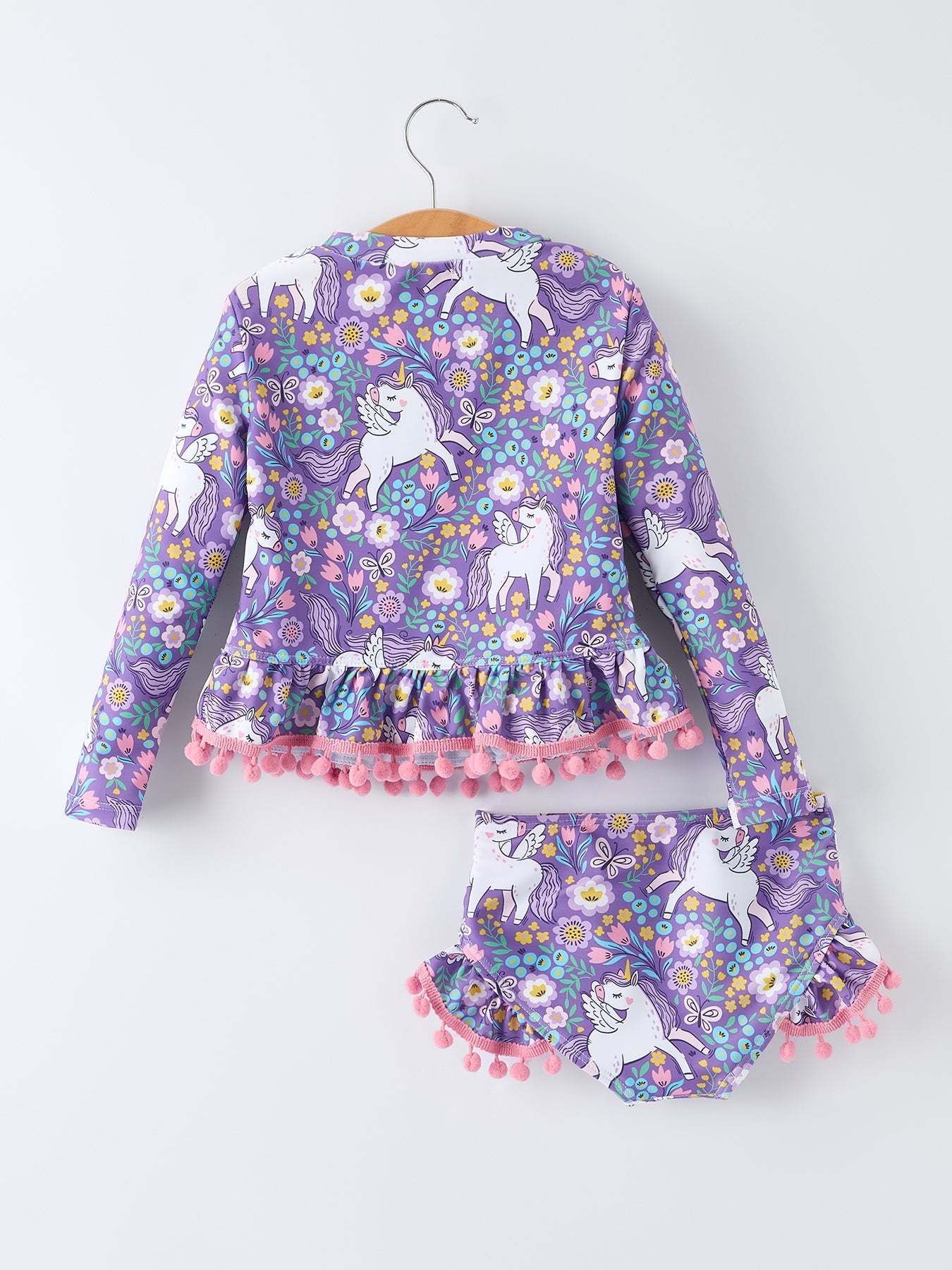 Girls Unicorn Long Sleeve Ruffle Swimsuit Set - Bexa Boutique