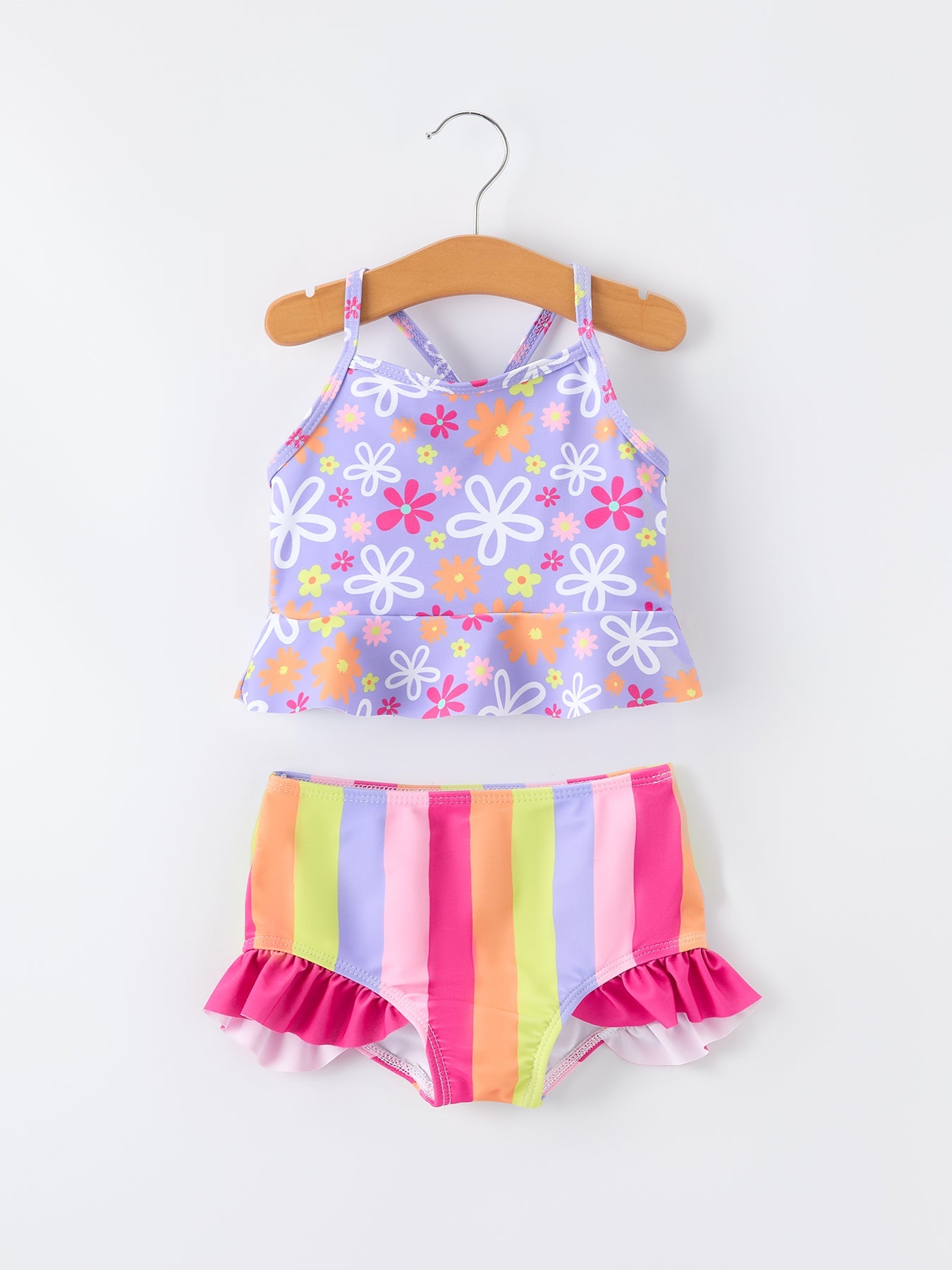 Summer Rainbow Striped Girls Two Piece Swimsuit - Bexa Boutique