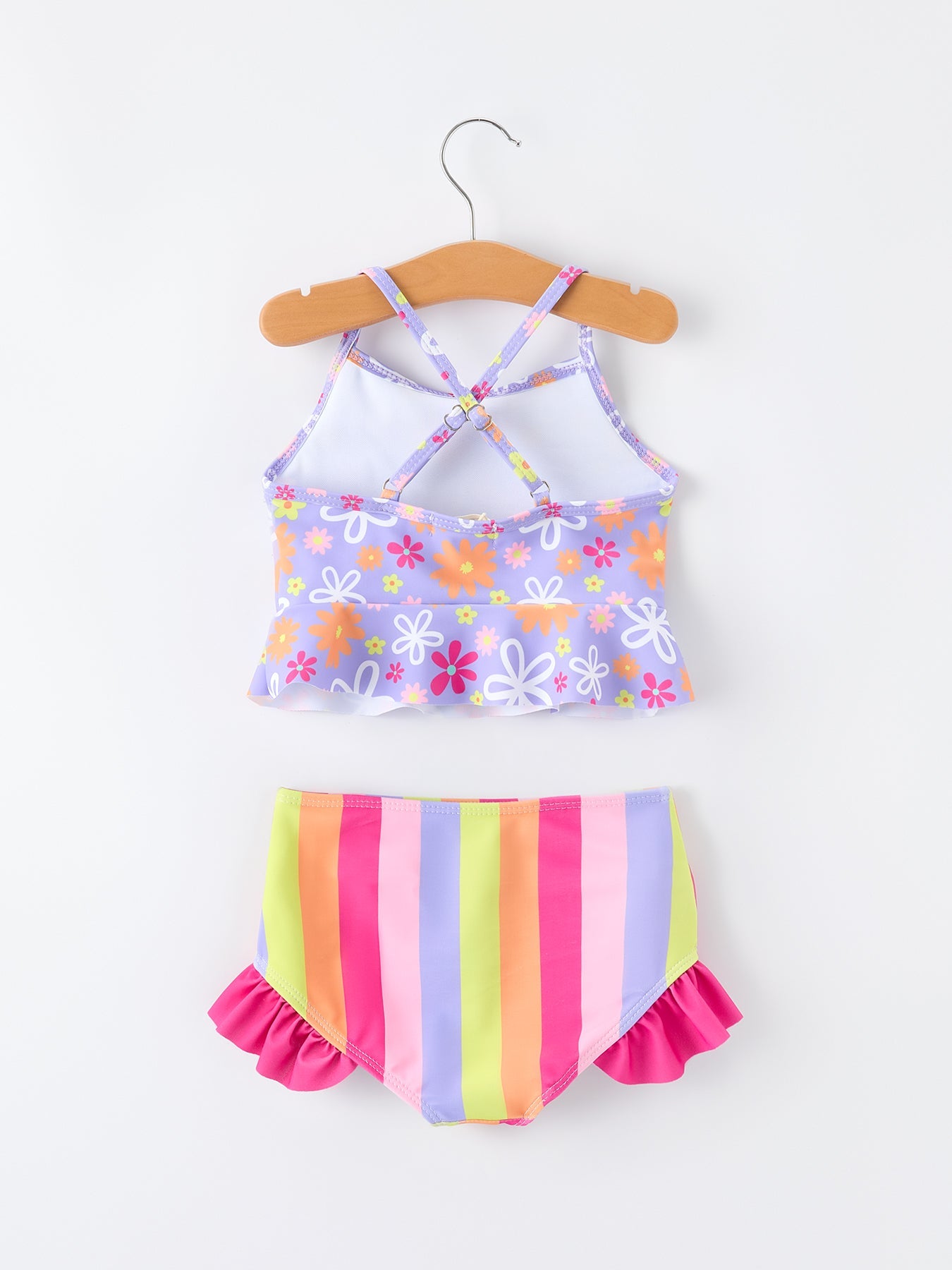 Summer Rainbow Striped Girls Two Piece Swimsuit - Bexa Boutique
