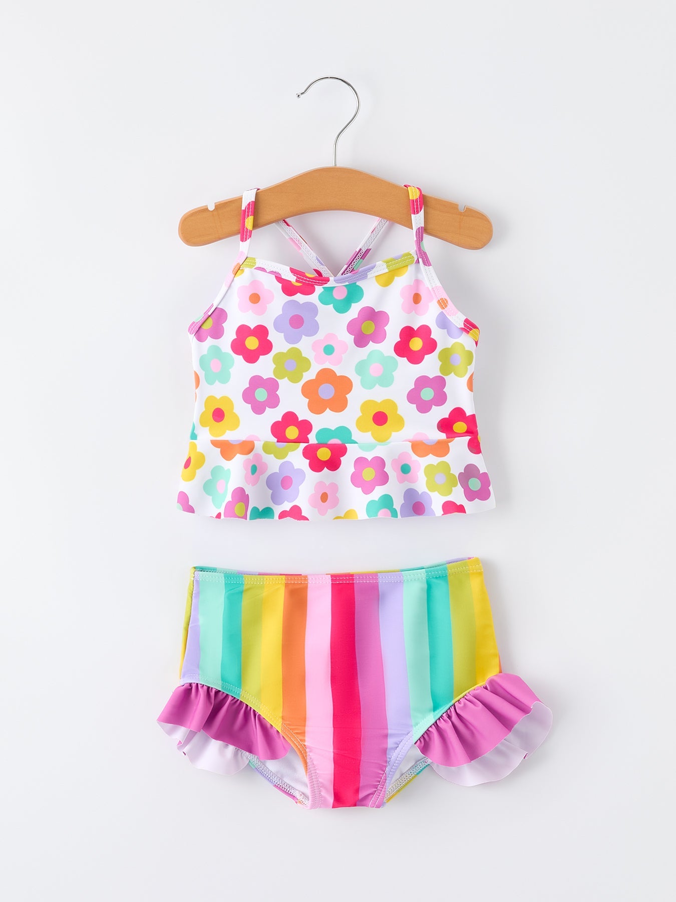 Summer Floral Rainbow Girls Two Piece Swimsuit - Bexa Boutique