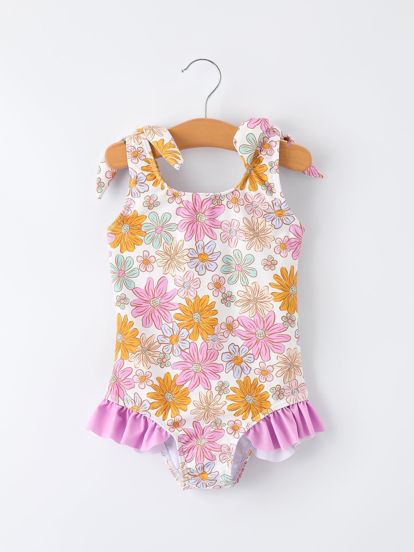 Floral Print Girls Ruffle Leg One Piece Swimsuit - Bexa Boutique