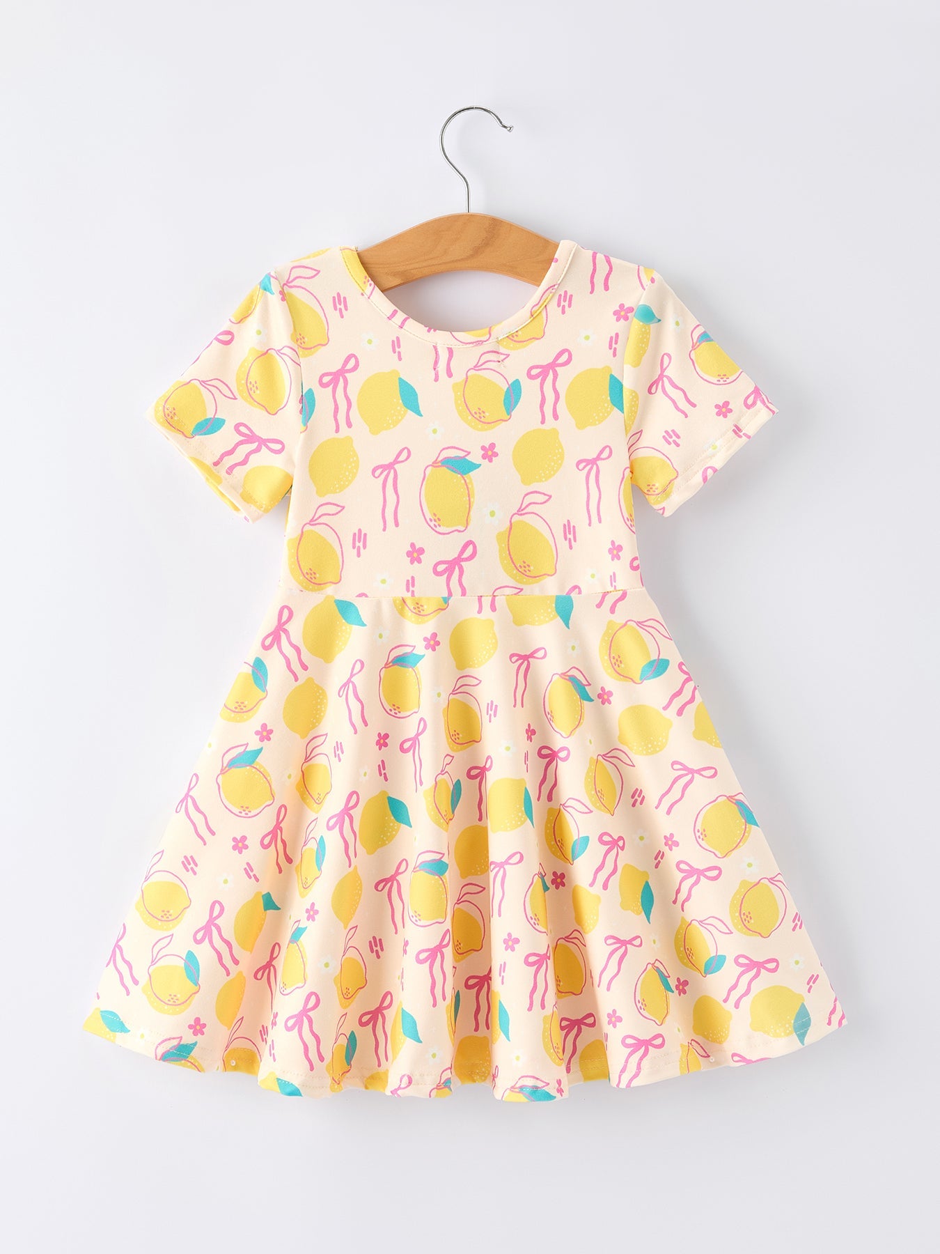 Summer Lemon Bow Print Girl Dress - Bexa Boutique