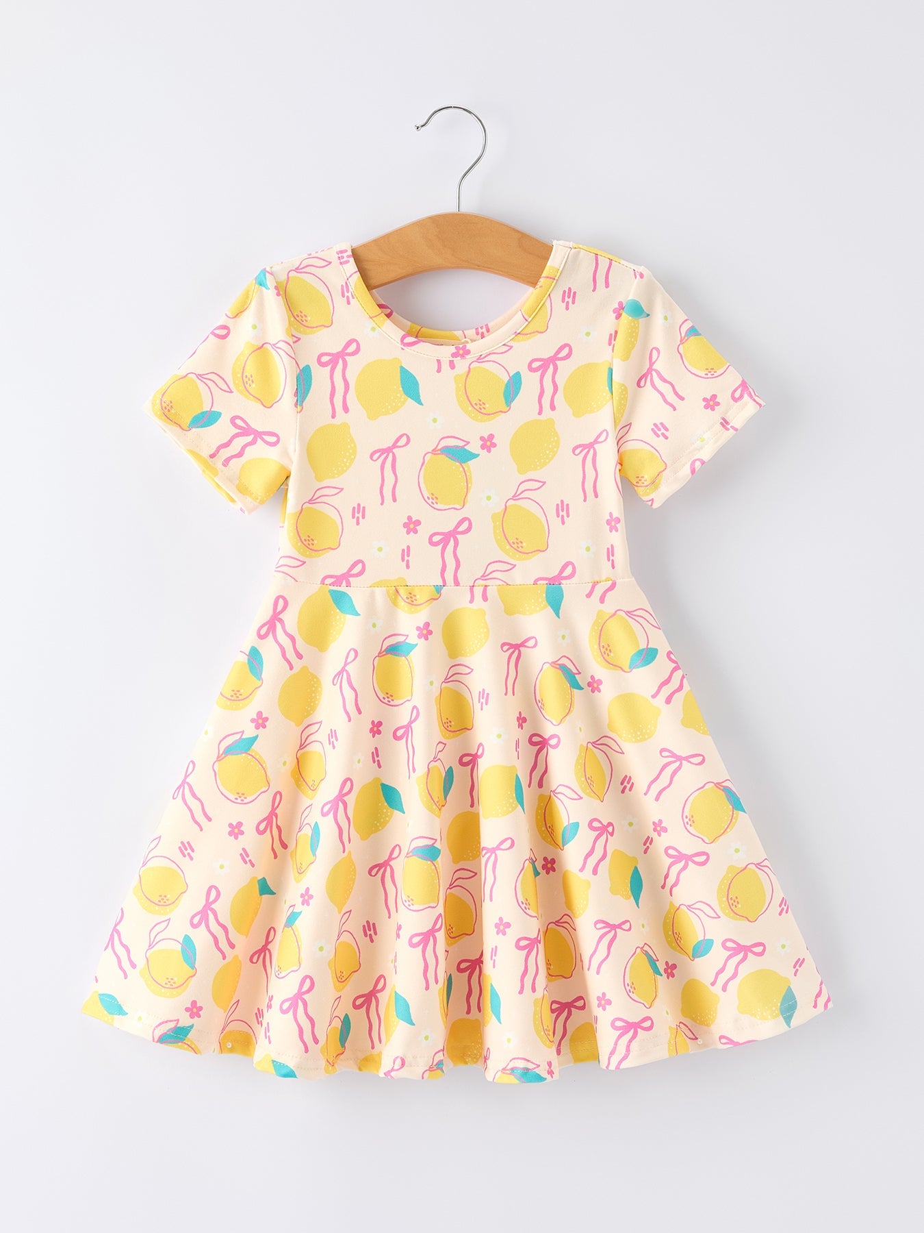 Summer Lemon Bow Print Girl Dress - Bexa Boutique