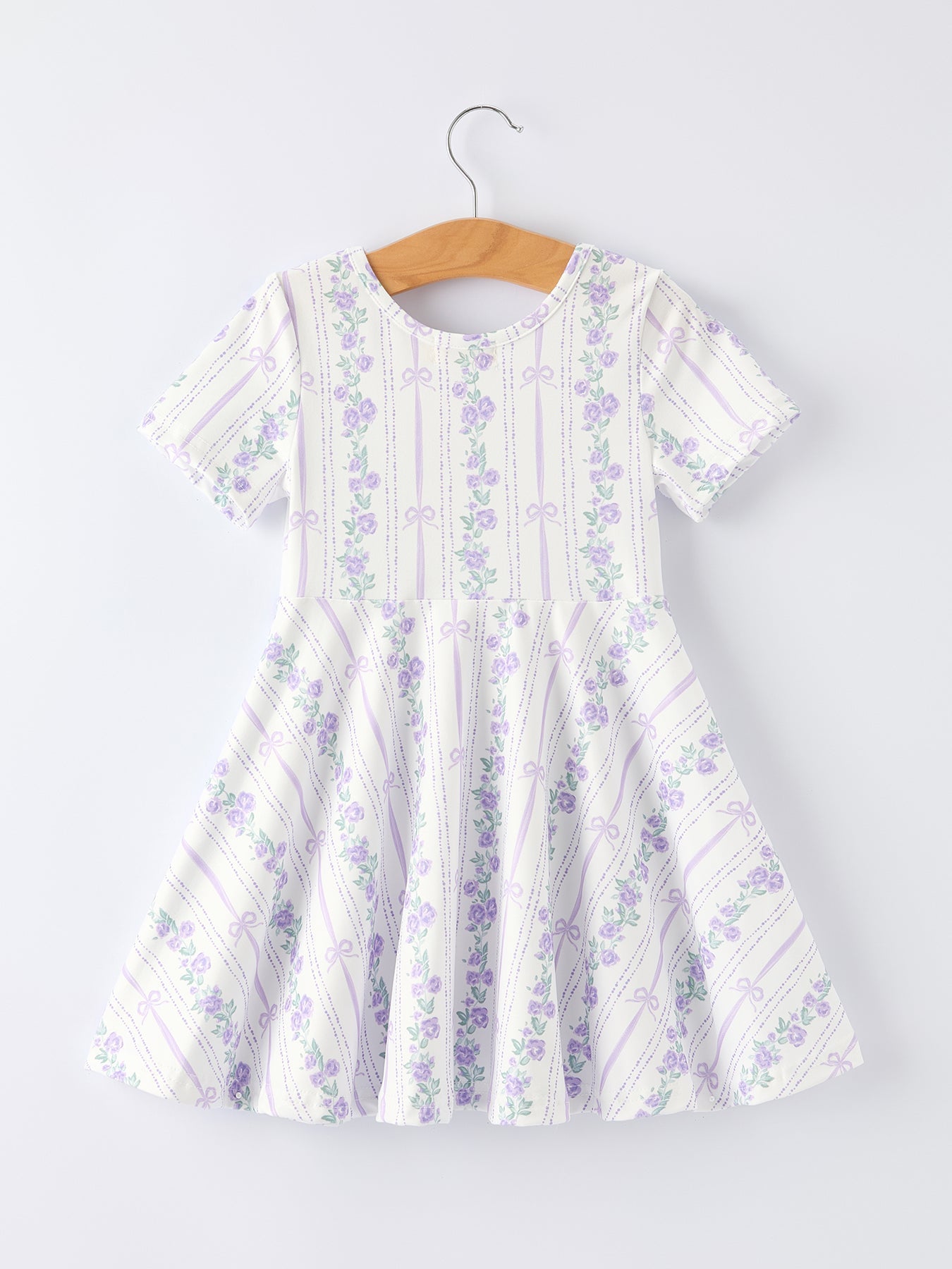 Floral Bow Stripe Print Girl Dress - Bexa Boutique