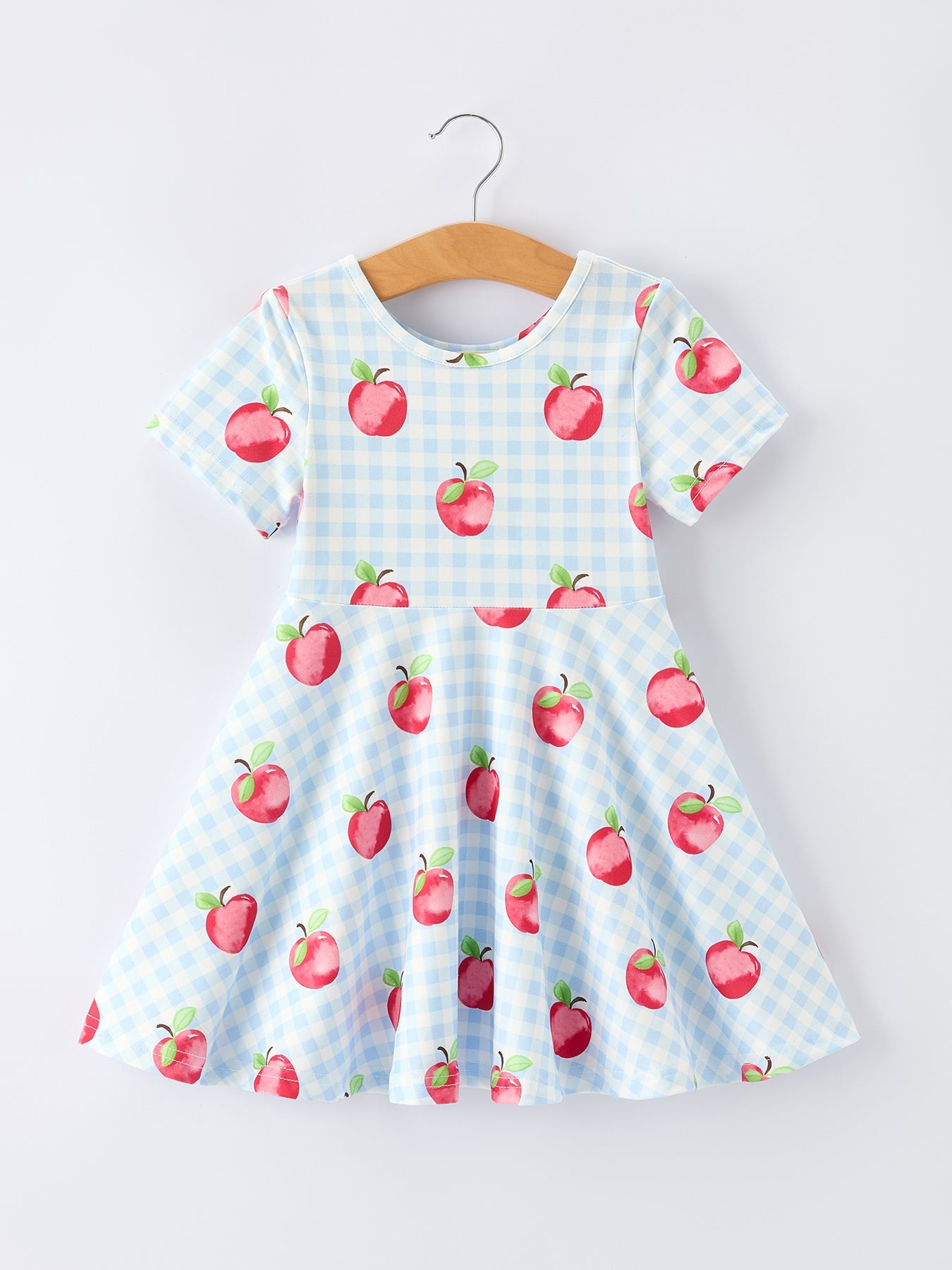 Back to School Apple Plaid Girls Dress Short Sleeve - Bexa Boutique