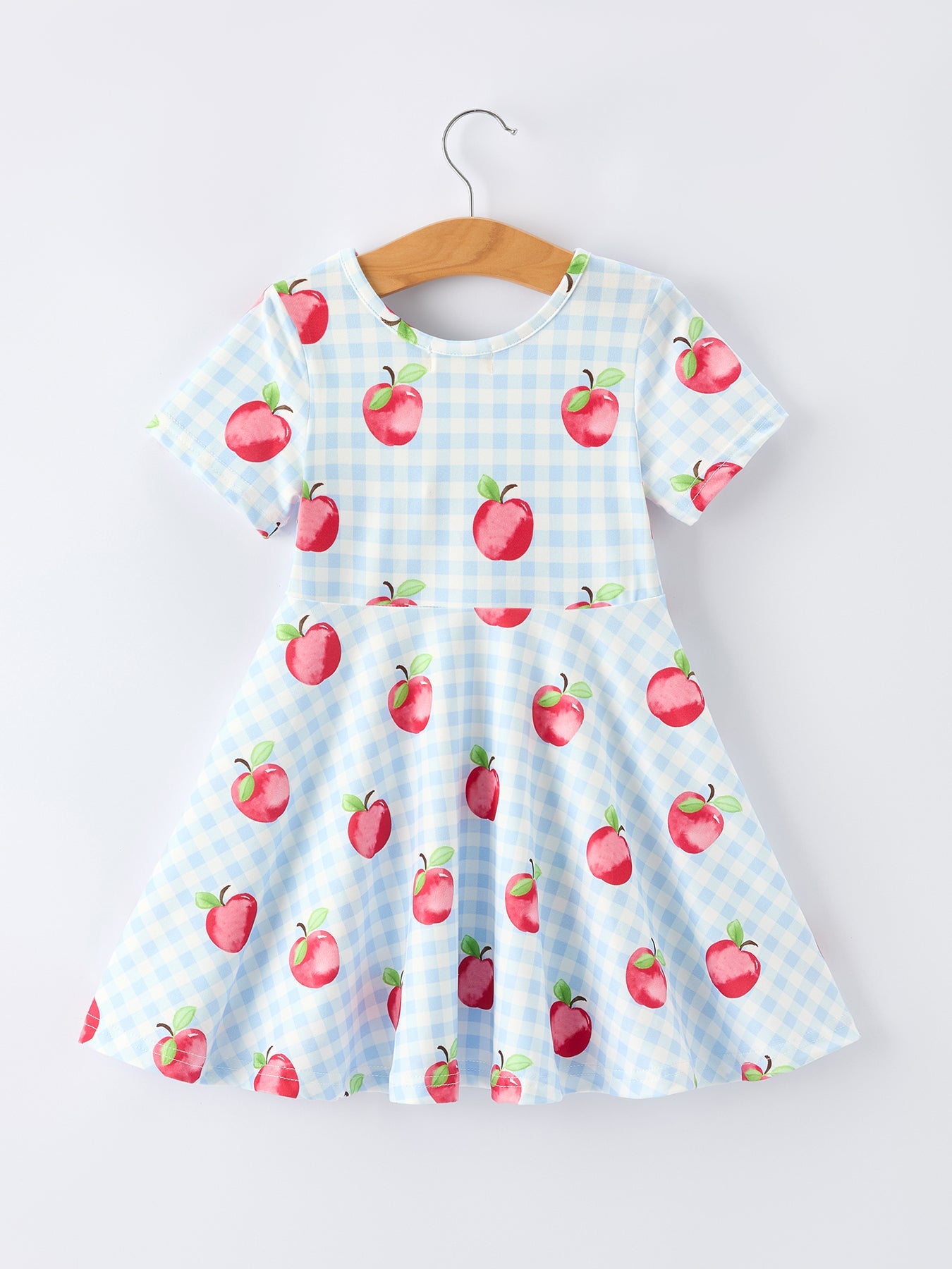 Back to School Apple Plaid Girls Dress Short Sleeve - Bexa Boutique