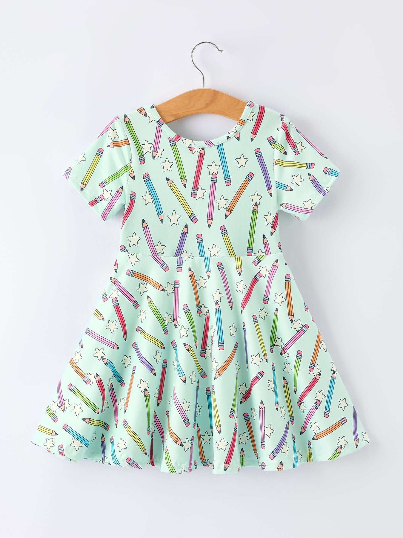 Back to School Pencil Print Girls Dress Short Sleeve - Bexa Boutique