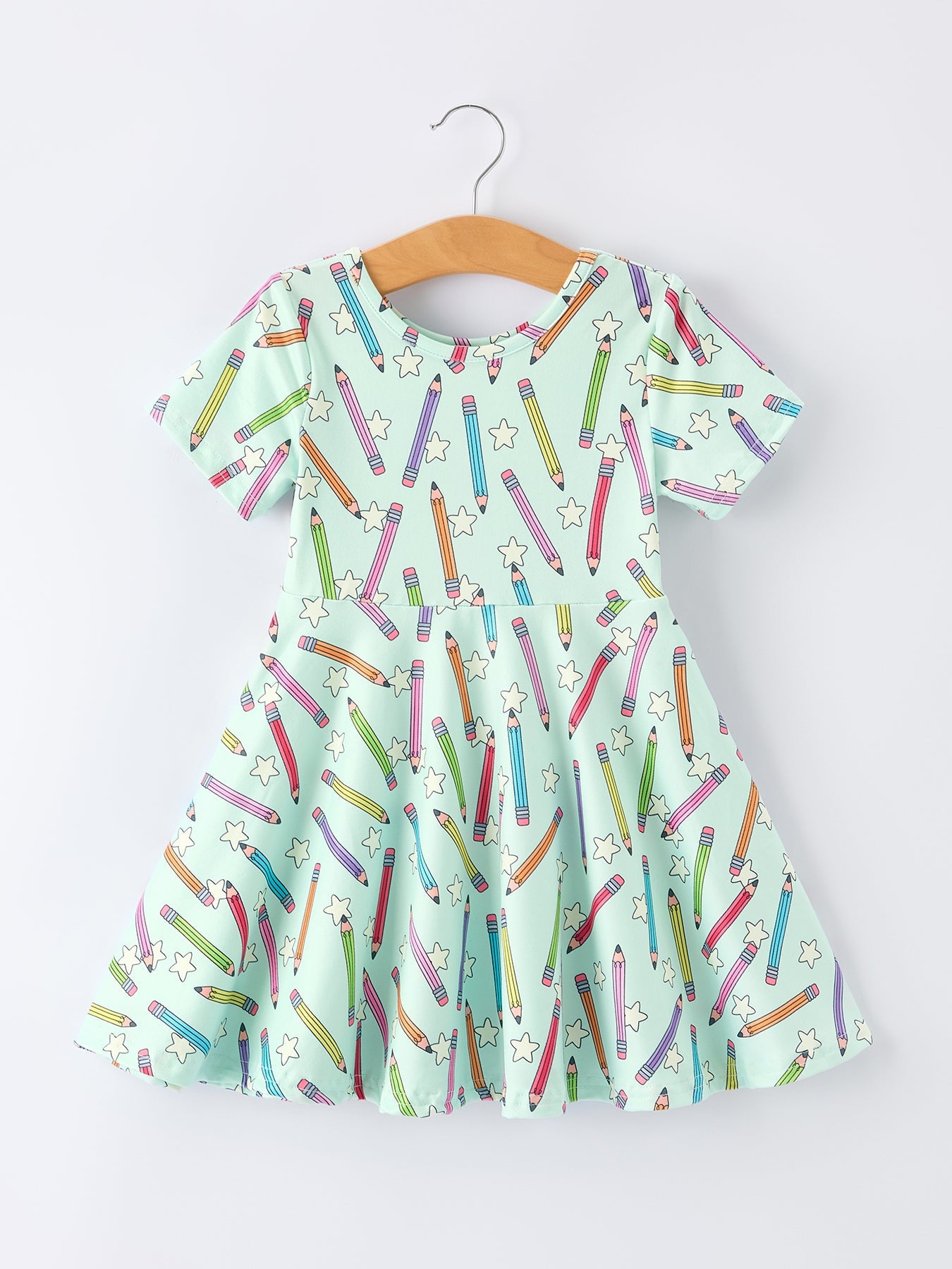 Back to School Pencil Print Girls Dress Short Sleeve - Bexa Boutique