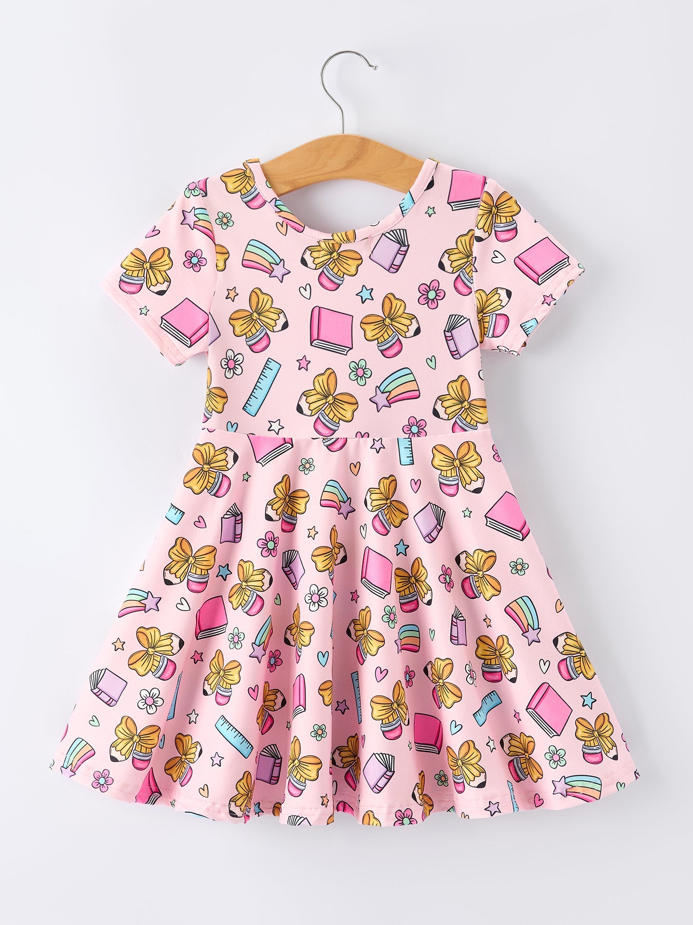 Back to School Print Girls Dress Short Sleeve - Bexa Boutique