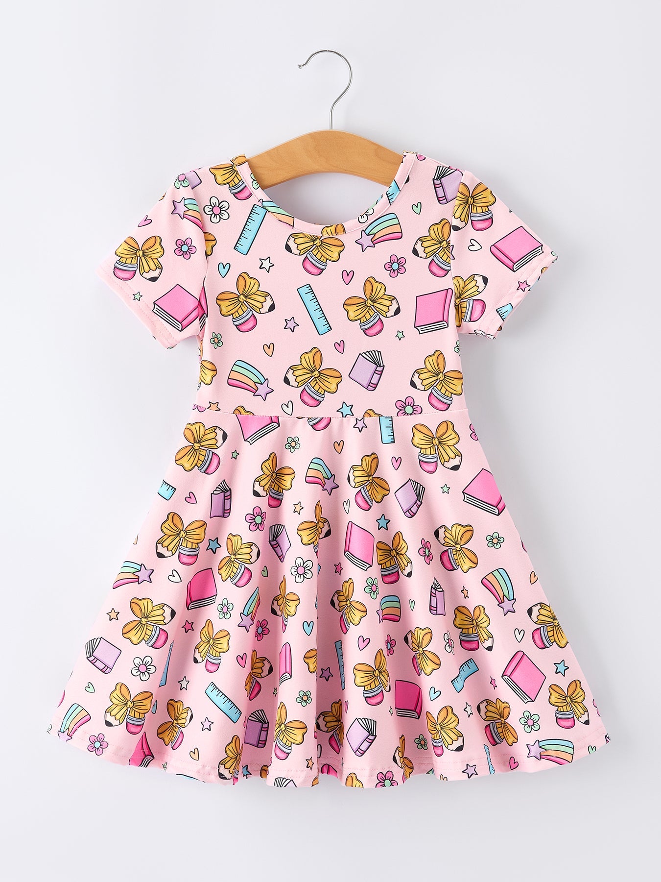 Back to School Print Girls Dress Short Sleeve - Bexa Boutique