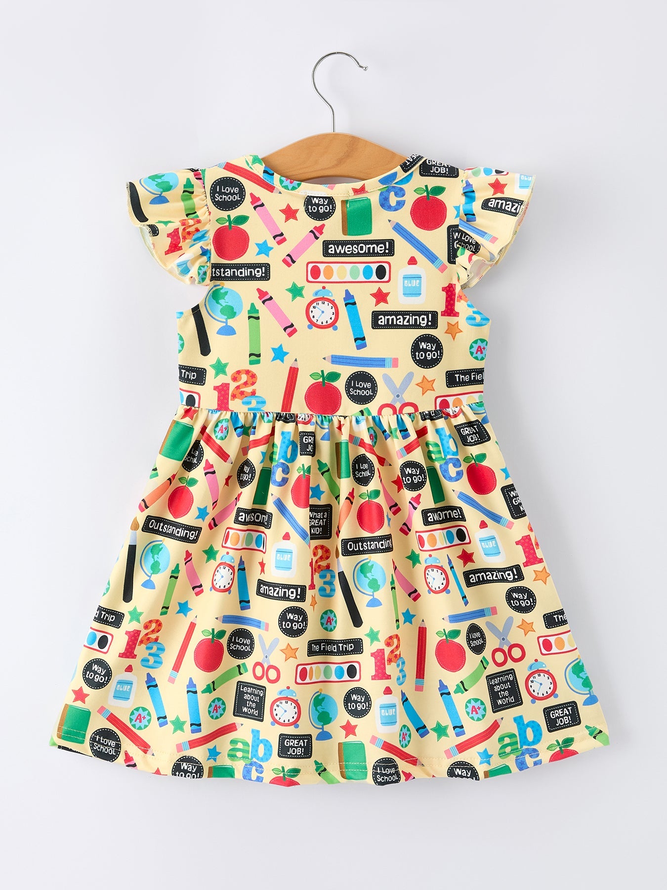 Back to School Alphabet Number Girls Dress Ruffle Sleeve - Bexa Boutique