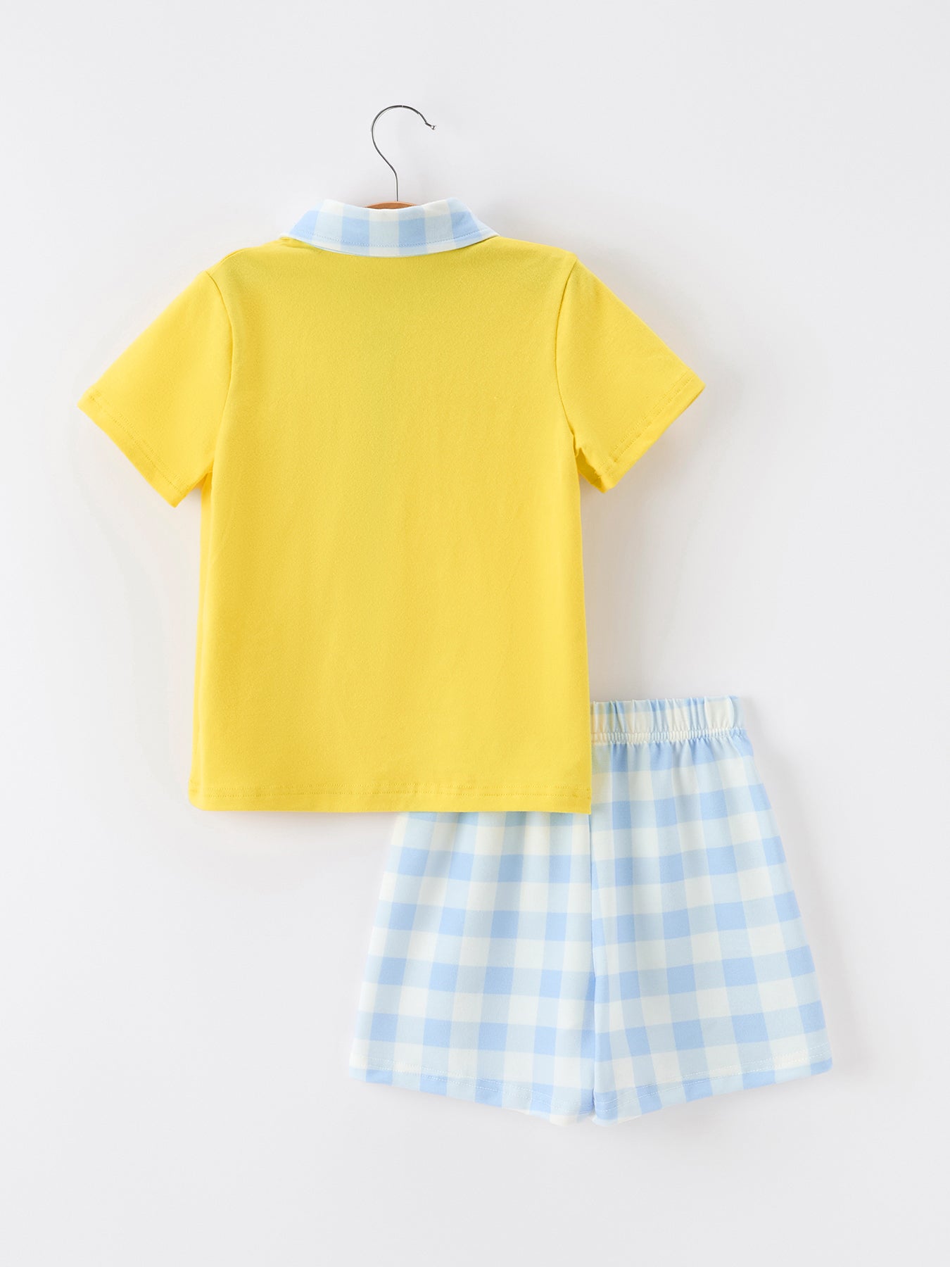 Boys Back To School Pencil Plaid Polo Short Set Embroidery - Bexa Boutique