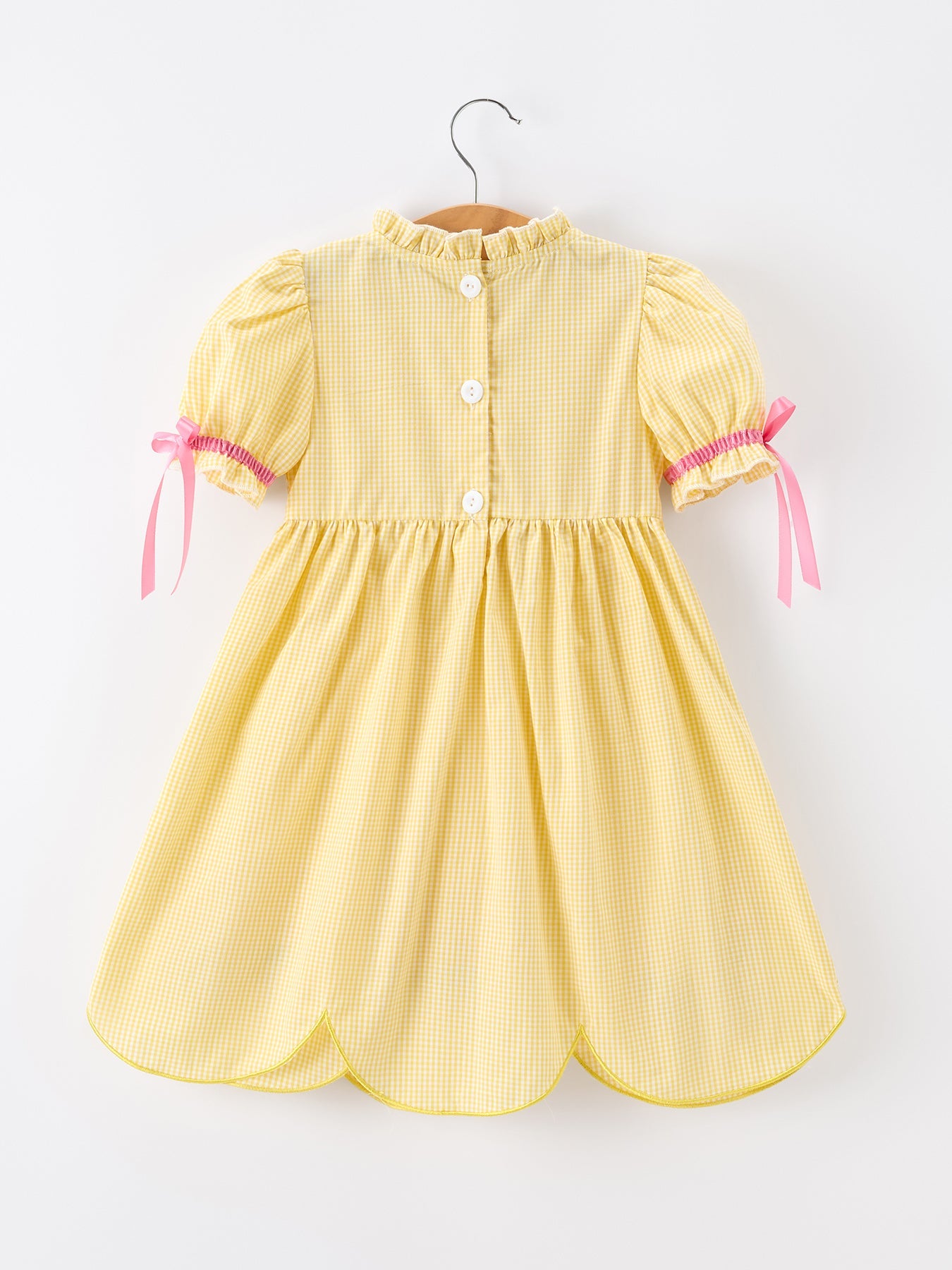 Girls Back To School Pencil Twirl Yellow Dress Bow Applique Smocked - Bexa Boutique