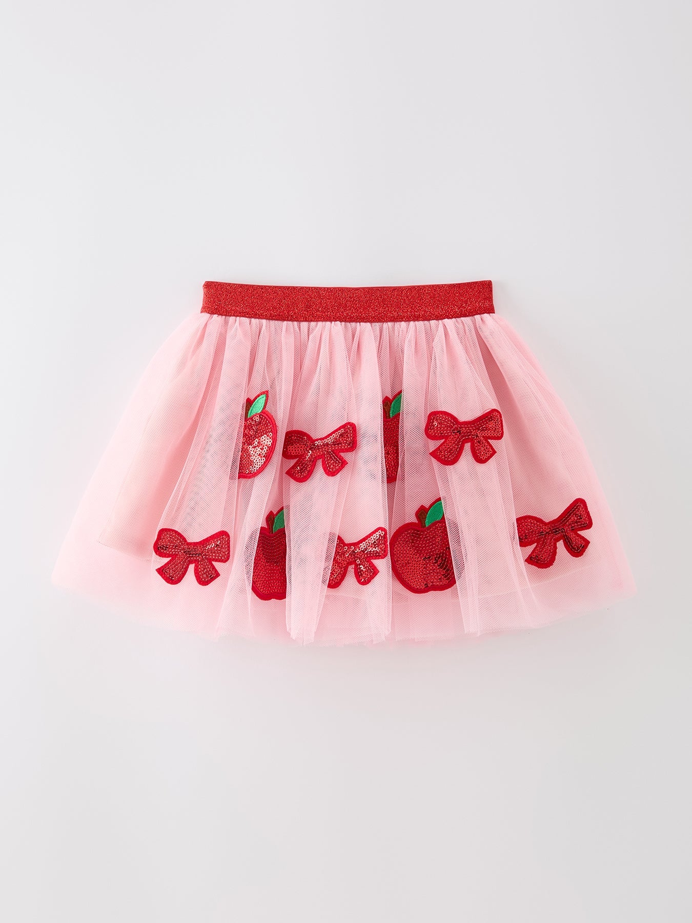 Back To School Apple Bow Girls Skirt Tulle Sequin Applique - Bexa Boutique