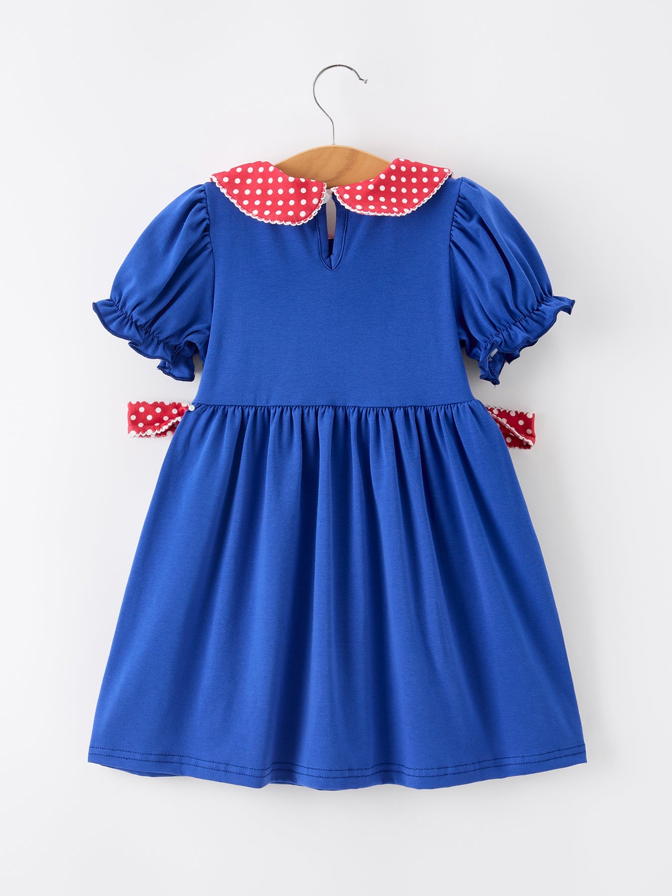 Girls Back To School Apple Polka Dot Petals Collar Bow Dress - Bexa Boutique
