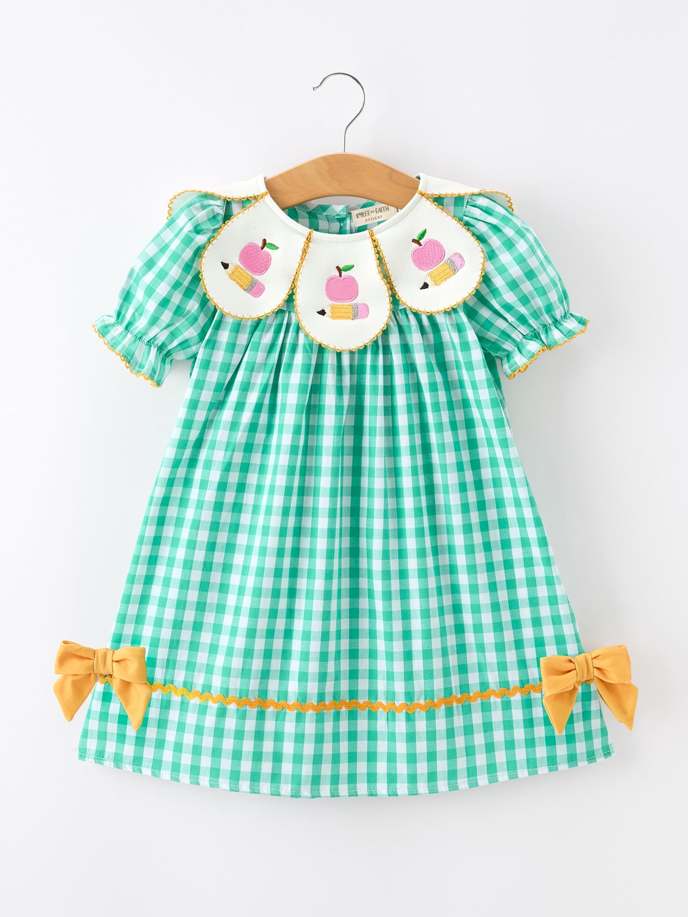 Back to School Apple Pencil Applique Girls Dress Petals Collar - Bexa Boutique