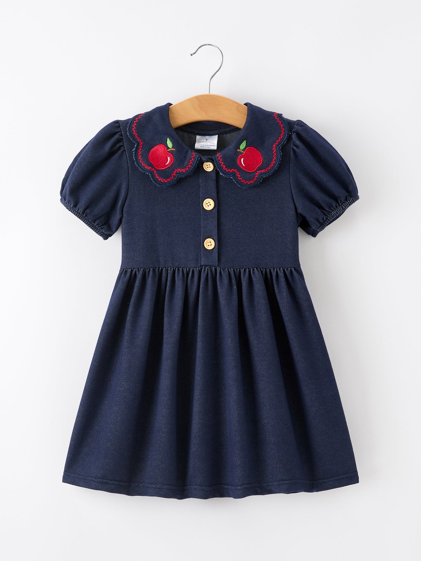 Back to School Apple Applique Girls Dress Petals Collar - Bexa Boutique