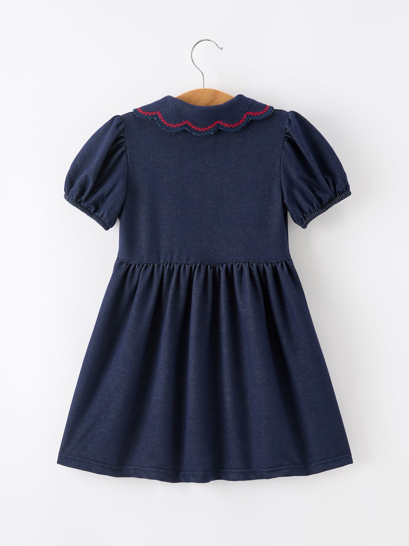 Back to School Apple Applique Girls Dress Petals Collar - Bexa Boutique