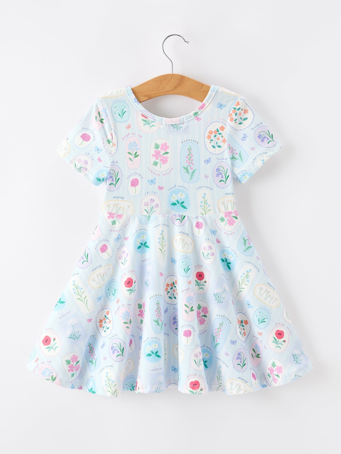 Summer Floral Botanical Girls Dress Blue Short Sleeve - Bexa Boutique