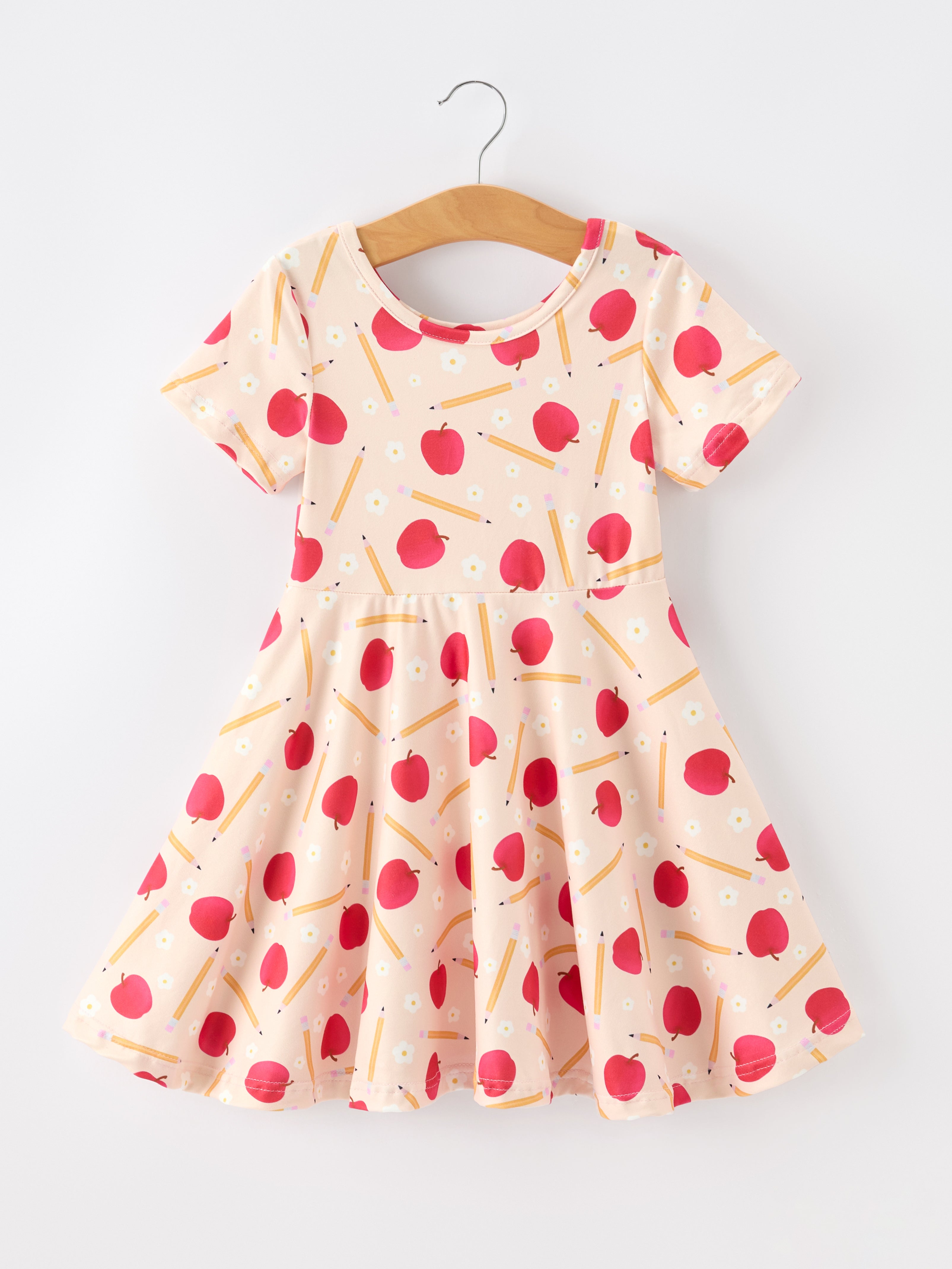 Girls Back To School Apple Pencil Twirl Dress - Bexa Boutique