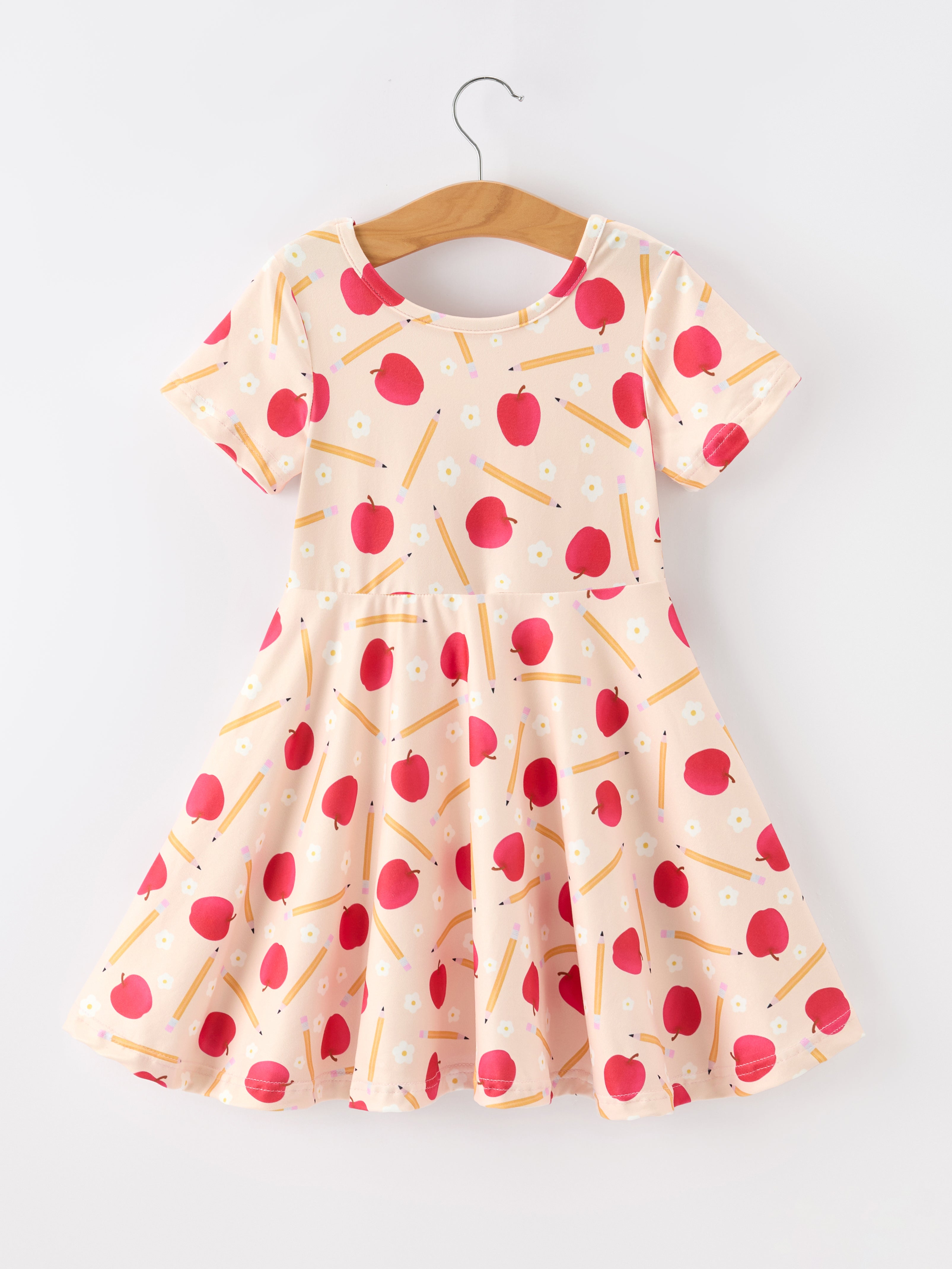 Girls Back To School Apple Pencil Twirl Dress - Bexa Boutique