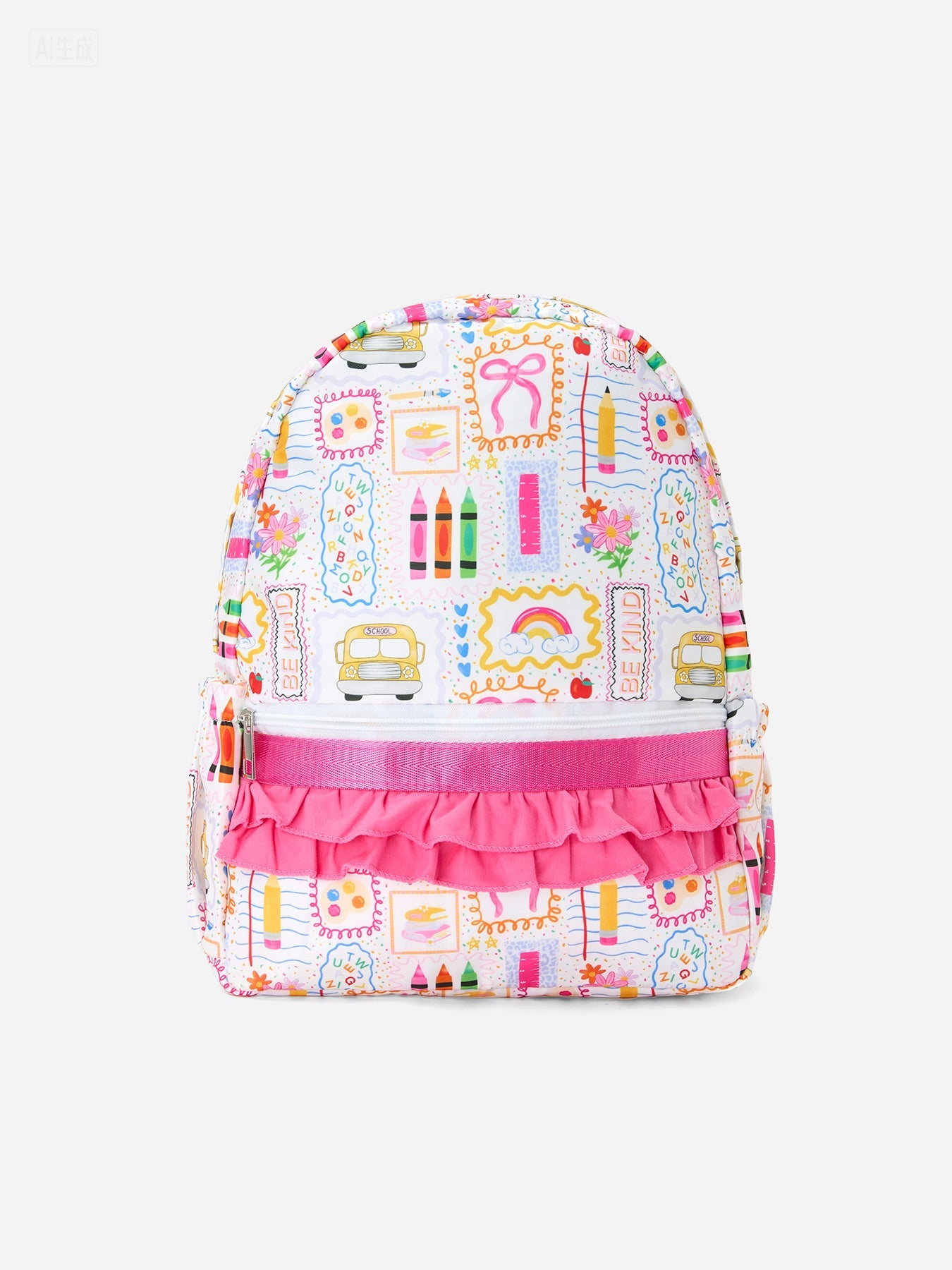Back to School Print Girls Backpack Ruffle Bag - Bexa Boutique