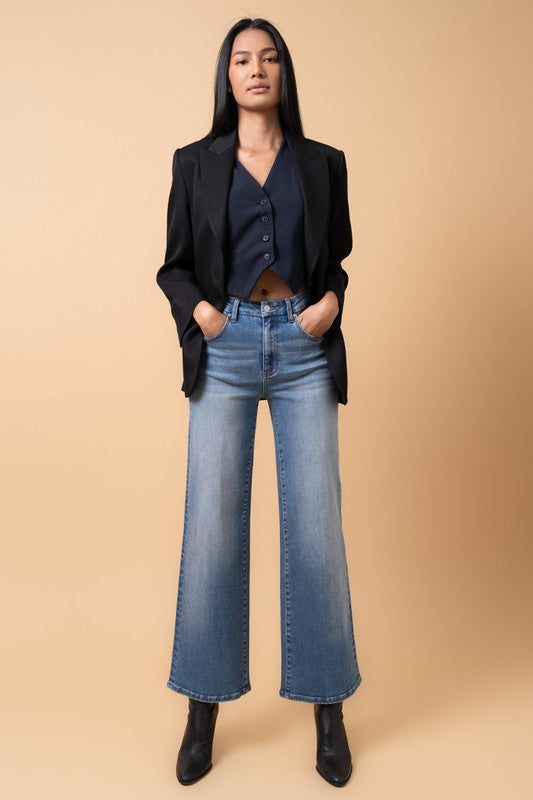 HIGH RISE RELAXED WIDE LEG - MEDIUM DENIM - Bexa Boutique
